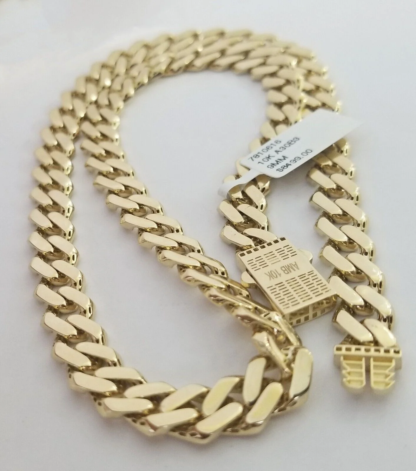 Real 10k Gold Royal Miami Cuban Monaco Link Chain 9mm 20" yellow gold necklace - Image 3