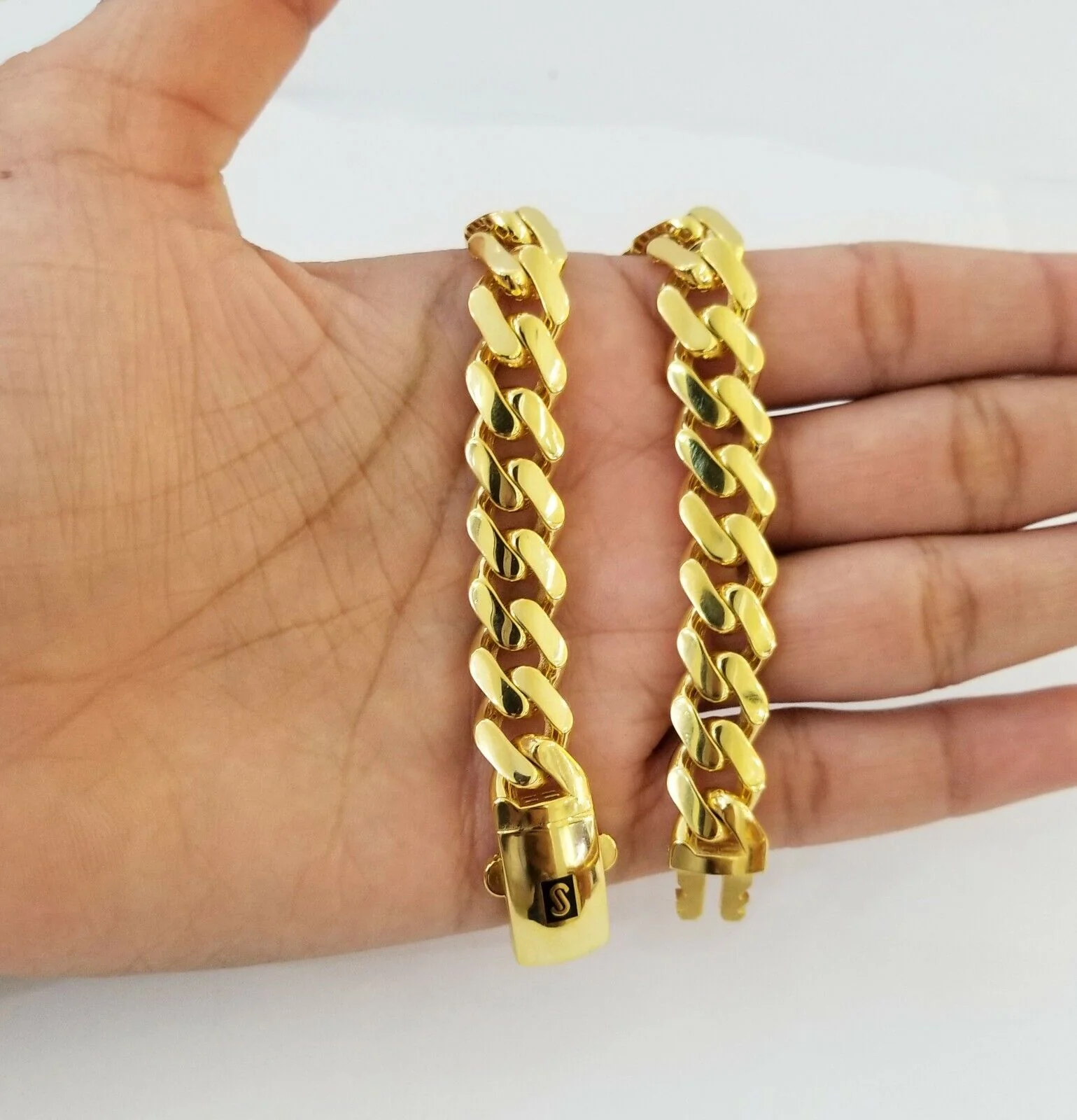 Real 10K Gold Royal Monaco Miami Cuban Link 9" Chain Bracelet w Box Clasp 11mm - Image 2