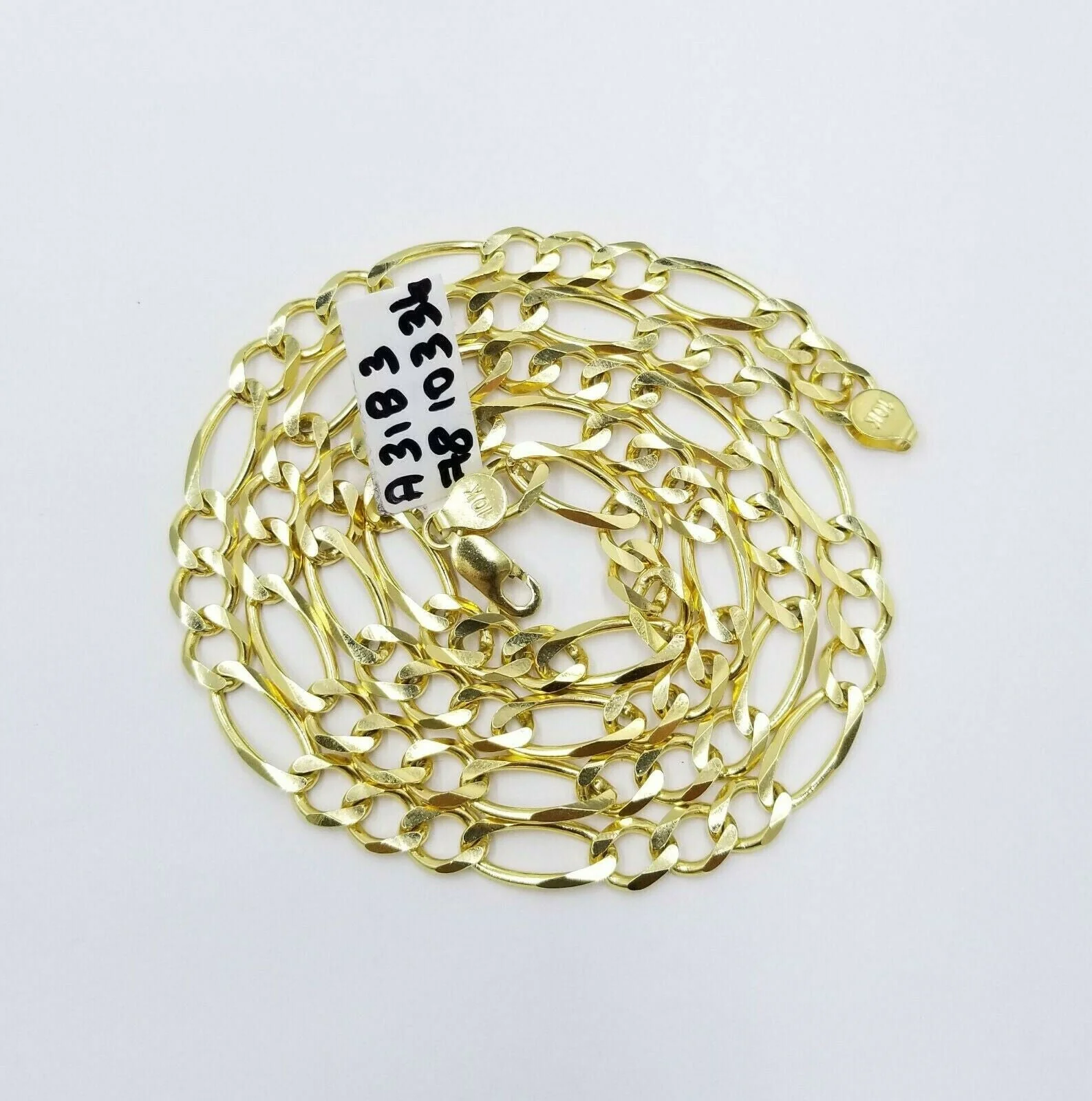 REAL 10k Gold SOLID Mens Necklace Figaro Link Chain 20"-30" 10kt Yellow Gold 7mm - Image 2