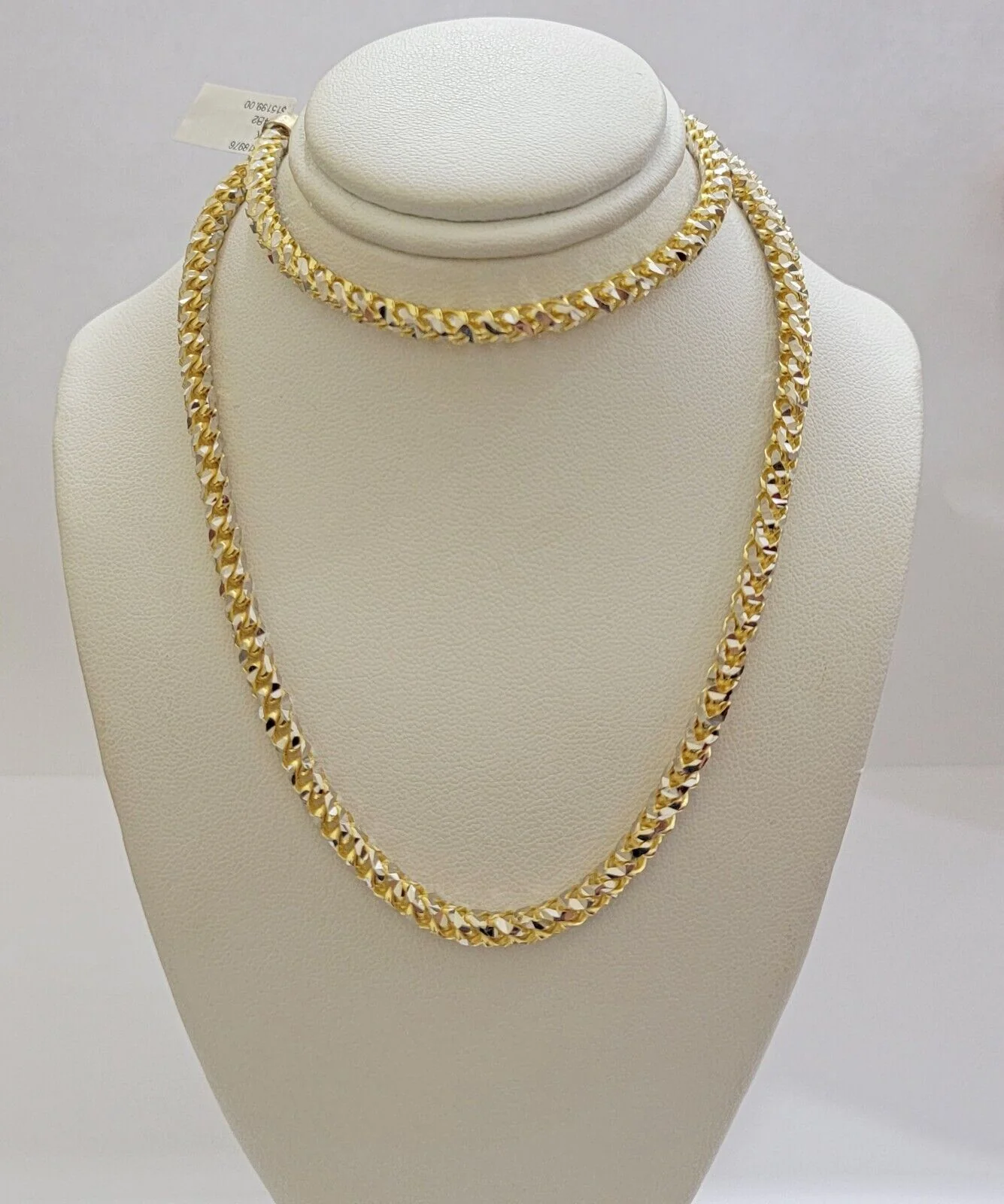 Real 10k Gold Solid Palm Chain Necklace Diamond cut 4.5mm 24" 10kt Unique Design - Image 9