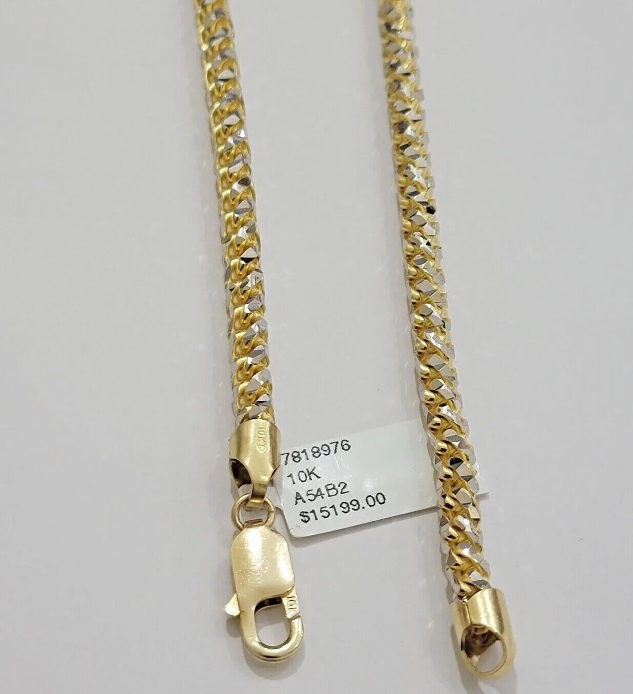 Real 10k Gold Solid Palm Chain Necklace Diamond cut 4.5mm 24" 10kt Unique Design - Image 4