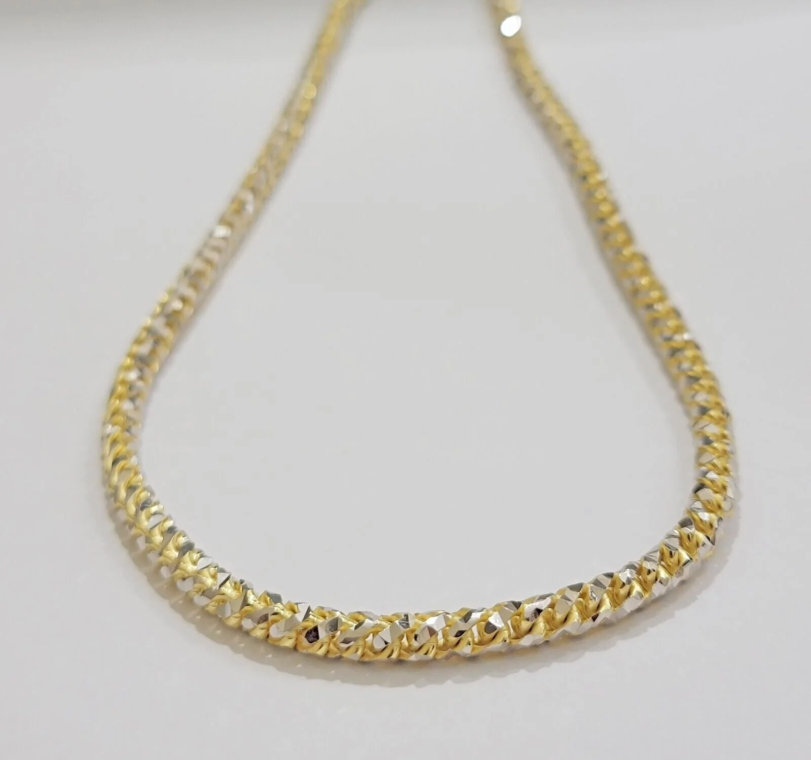Real 10k Gold Solid Palm Chain Necklace Diamond cut 5mm 18" Choker , 10kt Mens - Image 9