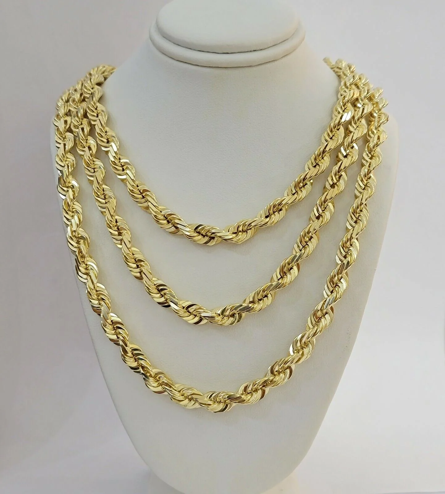 Real 10k Gold Solid Rope Chain Mens Necklace 8mm 24" Inch Diamond cuts 10kt - Image 5