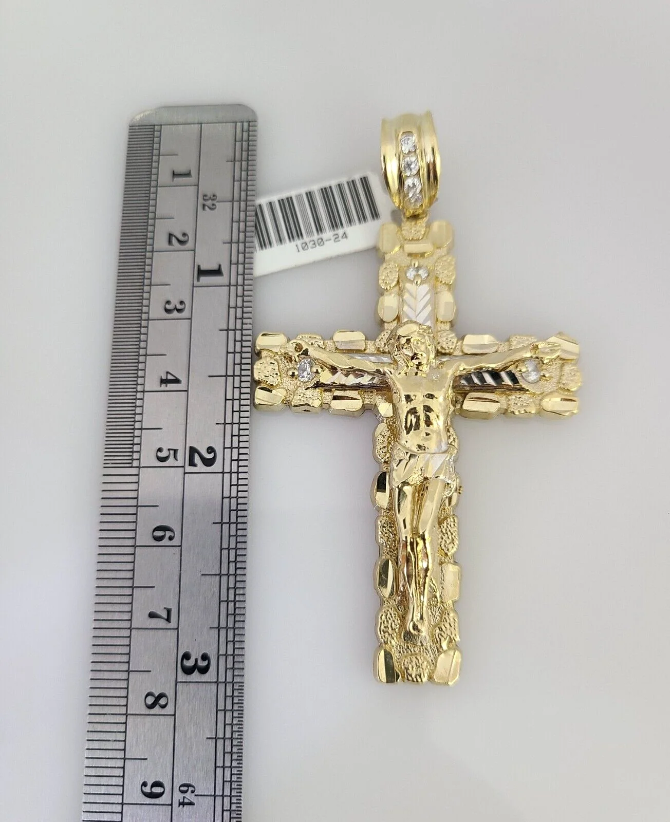 REAL 10k Gold Solid Rope Necklace 6mm Nugget Cross Pendant SET Chain 20"-30'' - Image 6