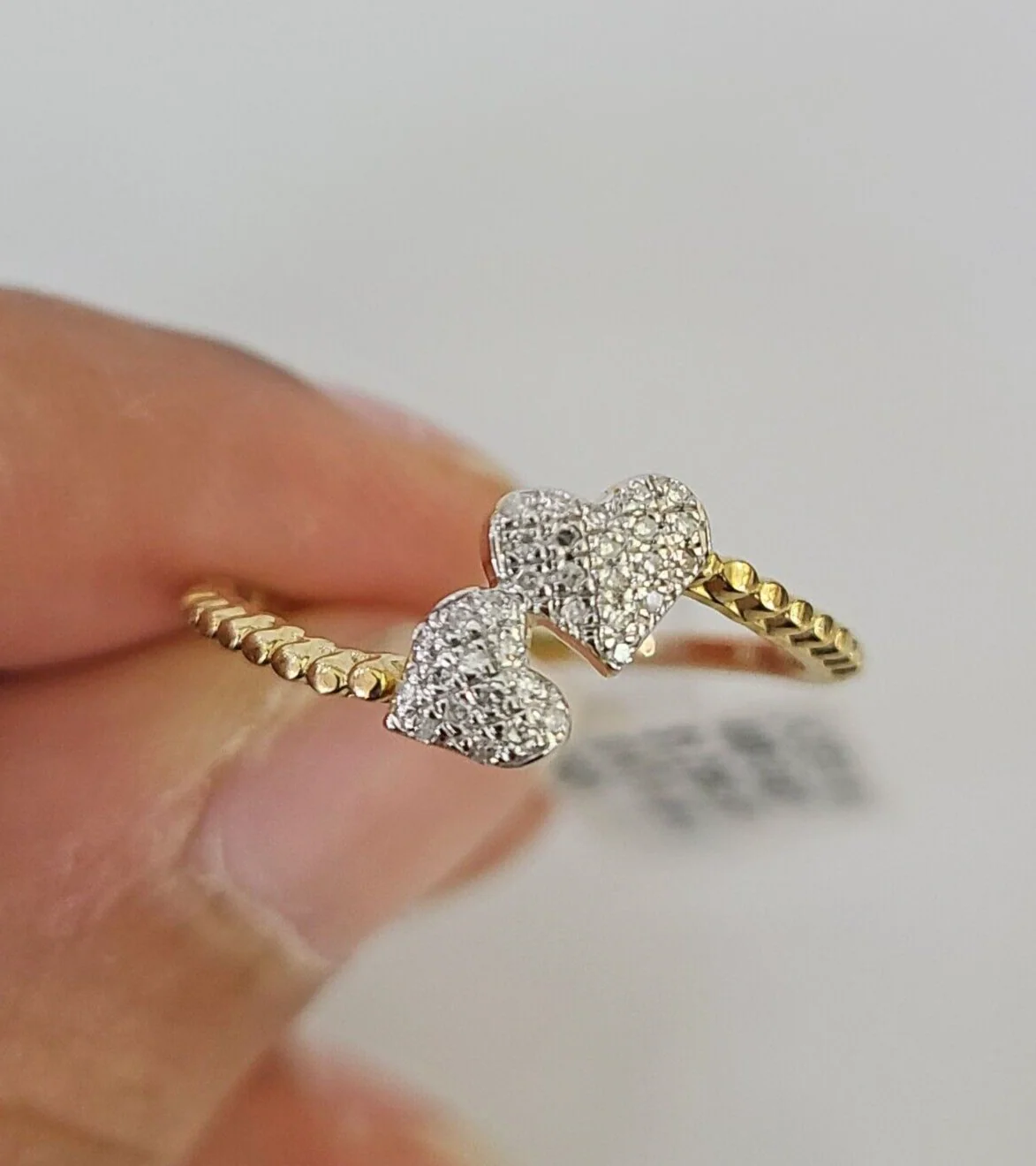 Real 10k Hearts Diamond Ladies Ring Women Casual 10Kt Yellow Gold All Sizes - Image 5