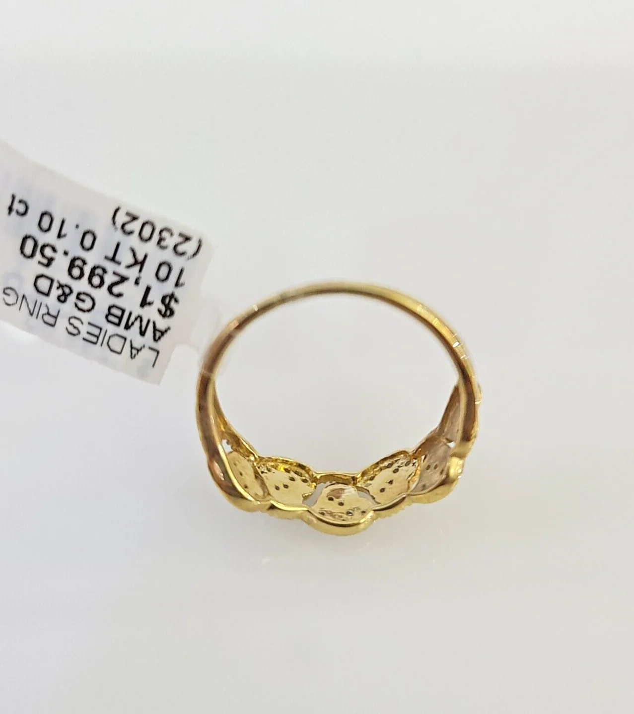 Real 10k Hearts Diamond Ladies Ring Women Casual 10Kt Yellow Gold All Sizes - Image 5