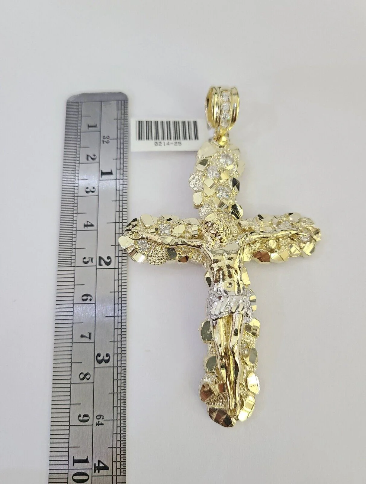 Real 10k Jesus Cross Charm Pendant Yellow Gold 3.5 inches Crucifix - Image 3