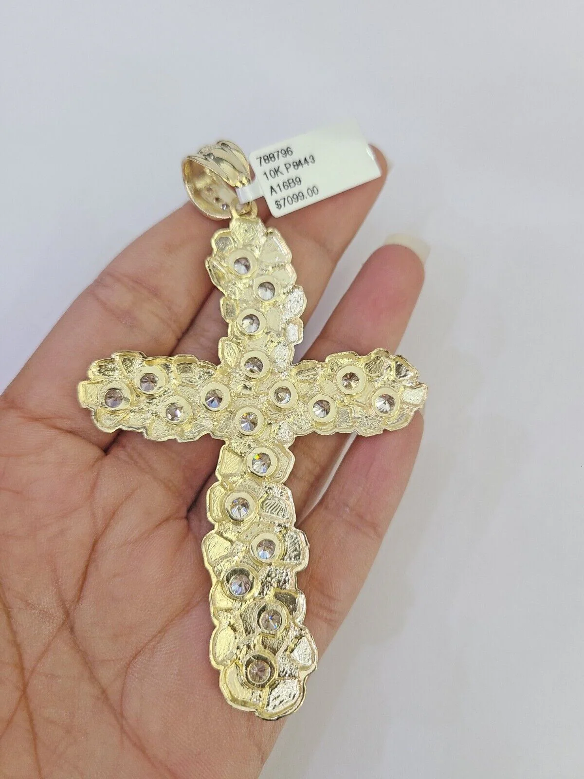 Real 10k Jesus Cross Charm Pendant Yellow Gold 3.5 inches Crucifix - Image 5