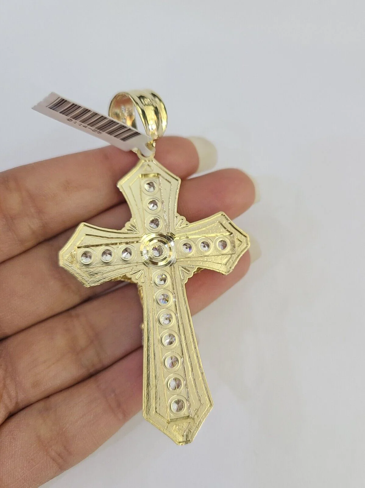 Real 10k Jesus Cross Charm Pendant Yellow Gold 3" inches Crucifix Religious - Image 5