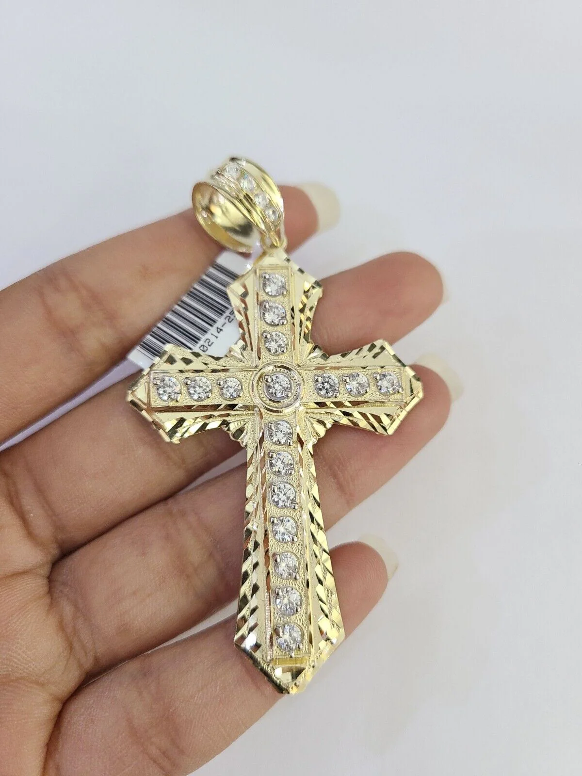 Real 10k Jesus Cross Charm Pendant Yellow Gold 3 inch Genuine Religious
