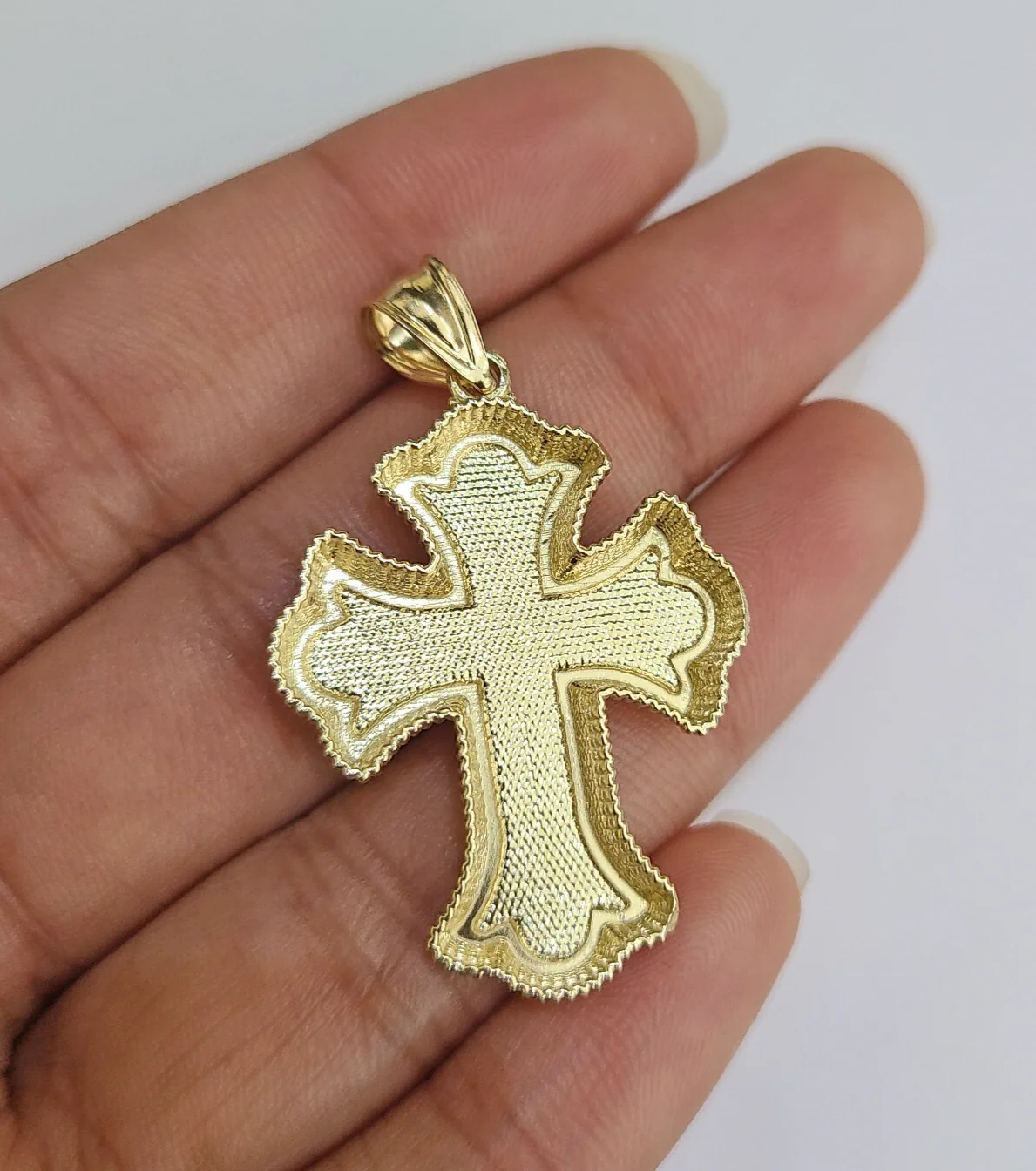 REAL 10k Jesus Cross Charm Rope Chain Pendant 4mm Necklace Set 18"-28" in - Image 7