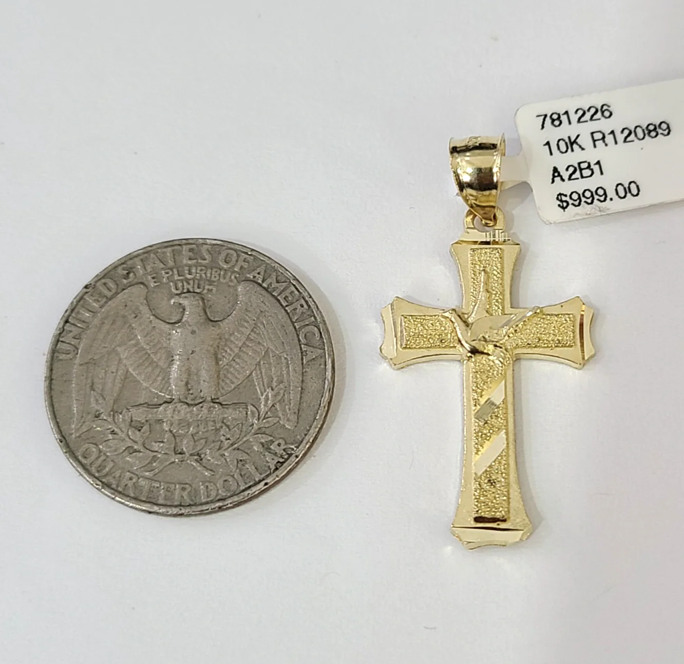 Real 10K  Jesus Cross Crucifix Pendant Yellow Gold Charm Genuine - Image 3