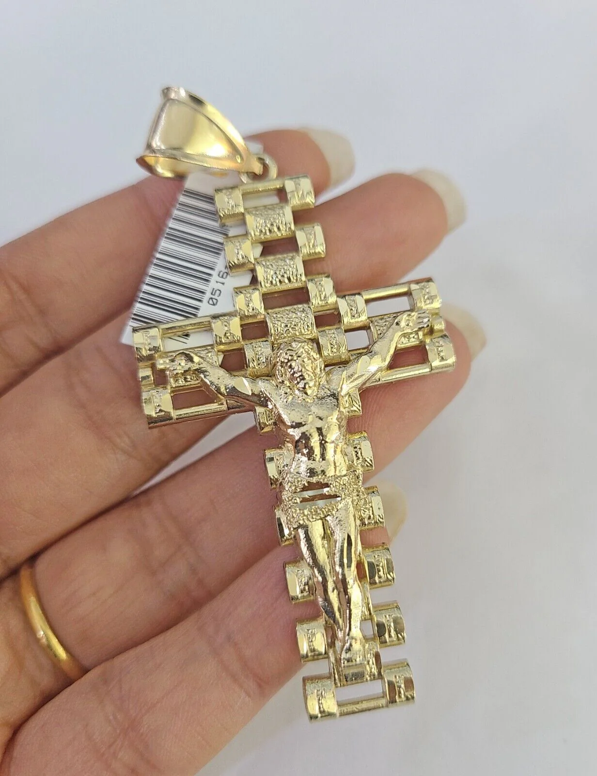 Real 10K Jesus Cross Pendant 3" Yellow Gold Charm Genuine 10kt - Image 2