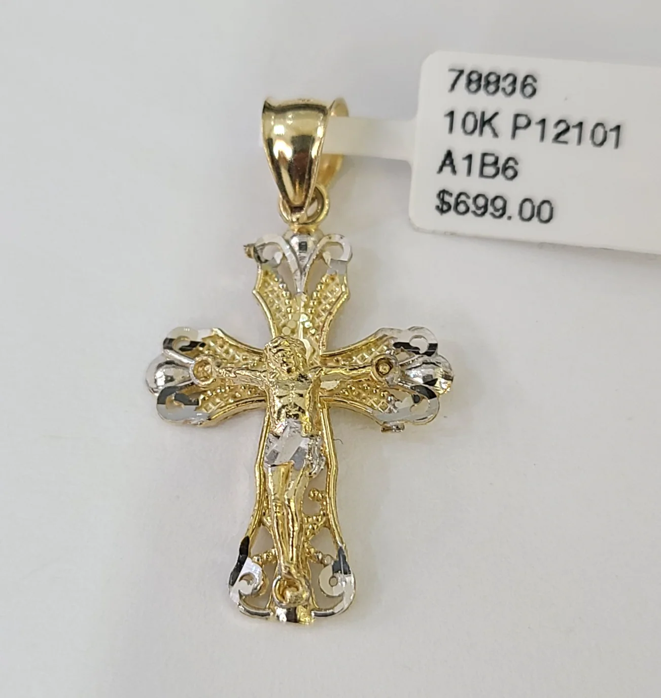 Real 10K  Jesus Cross Pendant Crucifix Yellow Gold Charm Genuine - Image 4