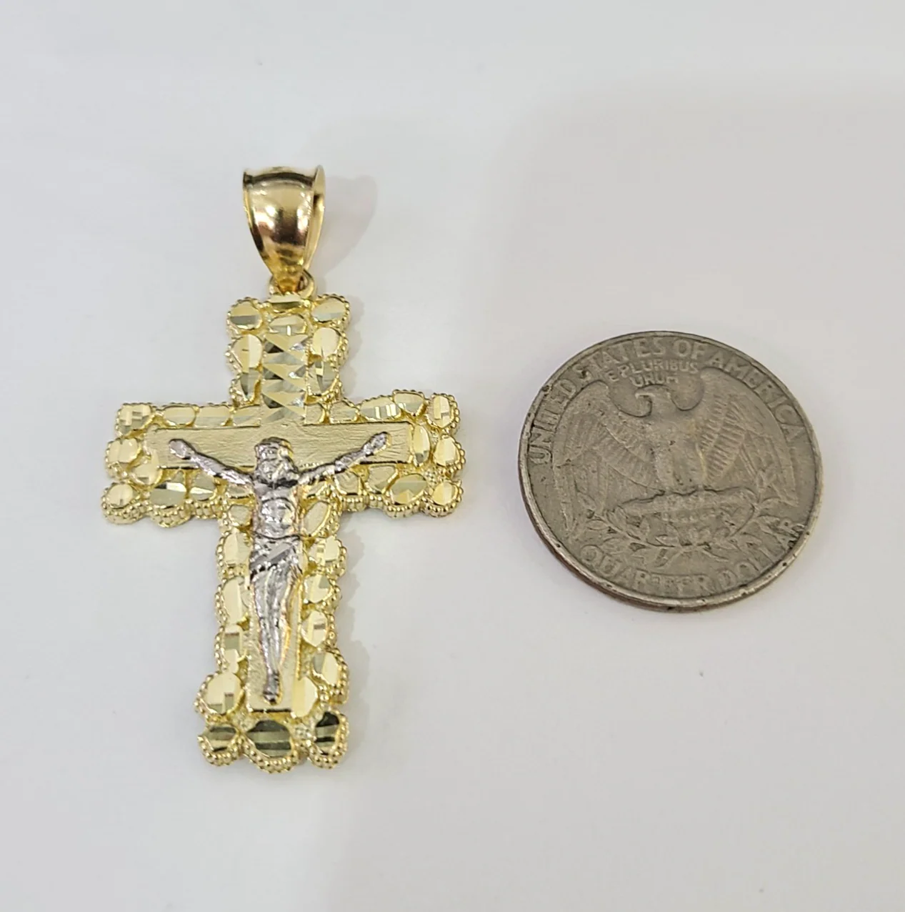 Real 10K Jesus Cross Pendant Crucifix Yellow Gold Charm Genuine 10kt - Image 3