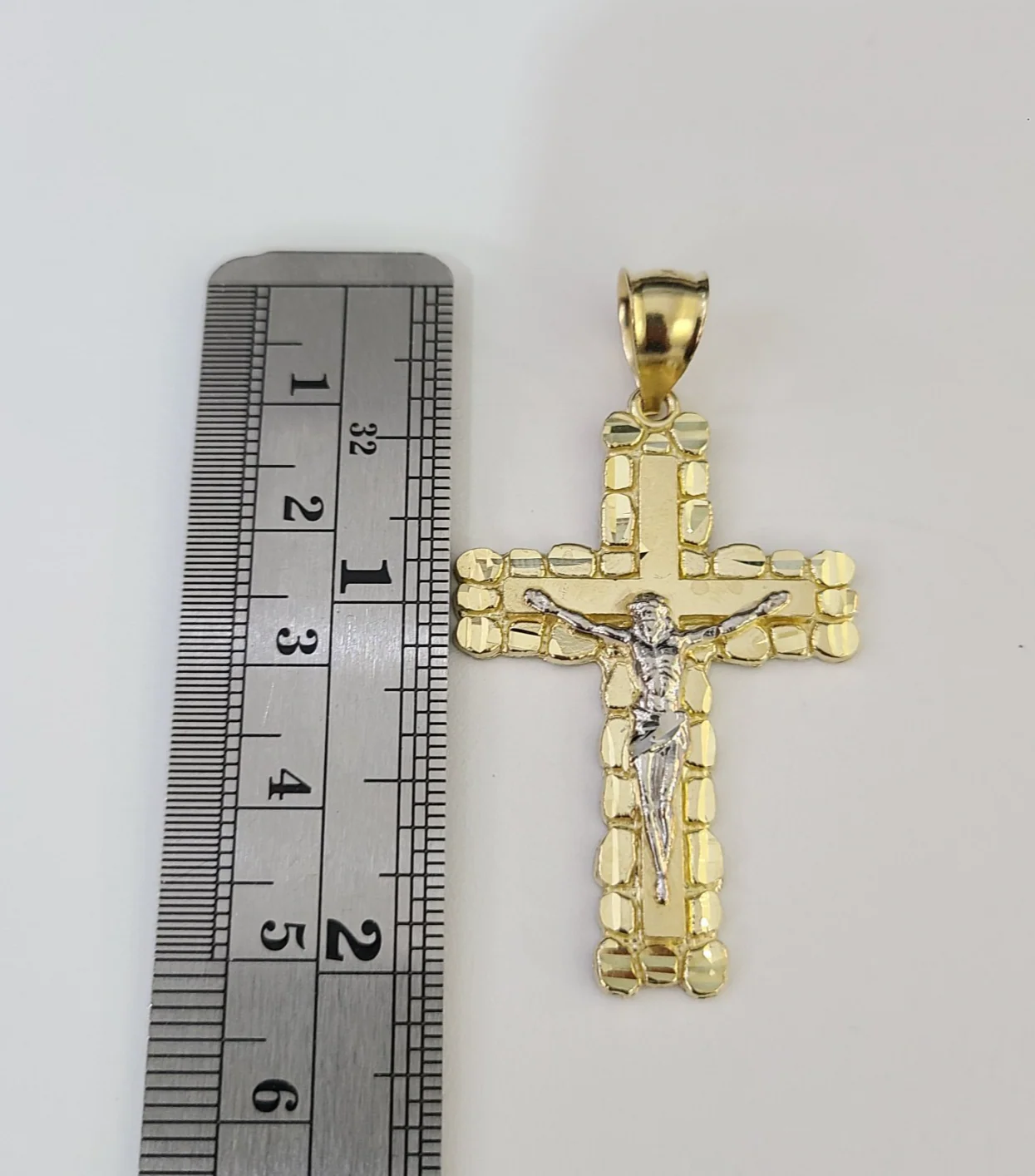Real 10K Jesus Cross Pendant Crucifix Yellow Gold Charm Genuine 10kt - Image 2