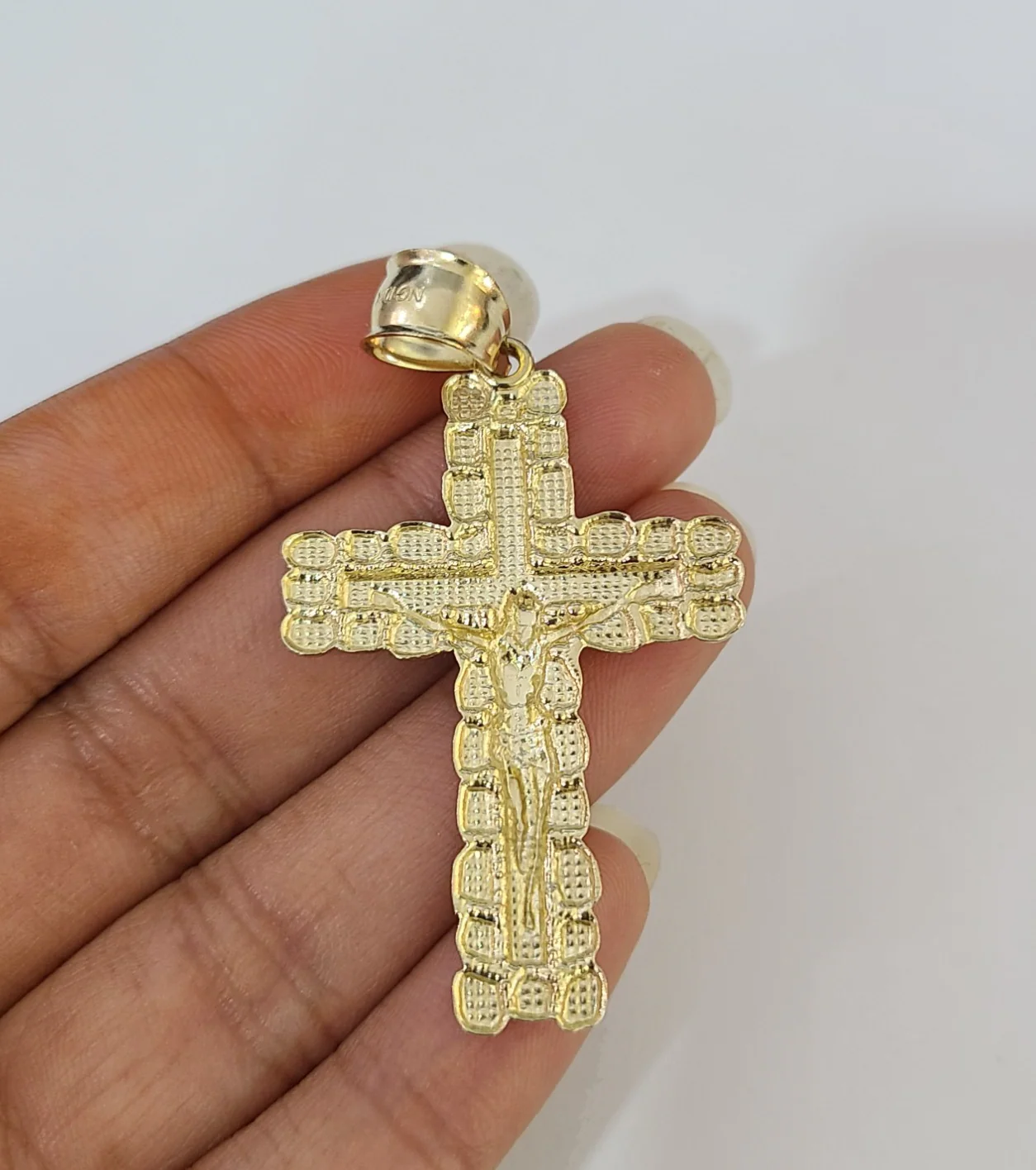 Real 10K Jesus Cross Pendant Crucifix Yellow Gold Charm Genuine 10kt - Image 4