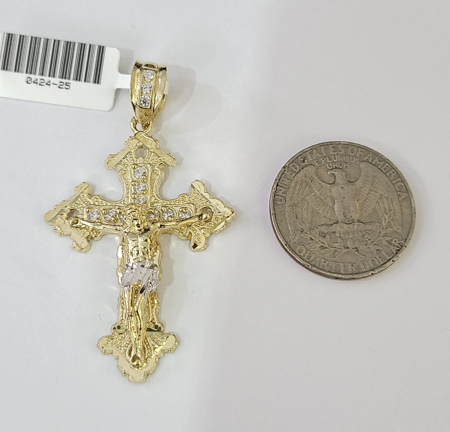 Real 10K  Jesus Cross Pendant Crucifix Yellow Gold Charm Genuine - Image 3
