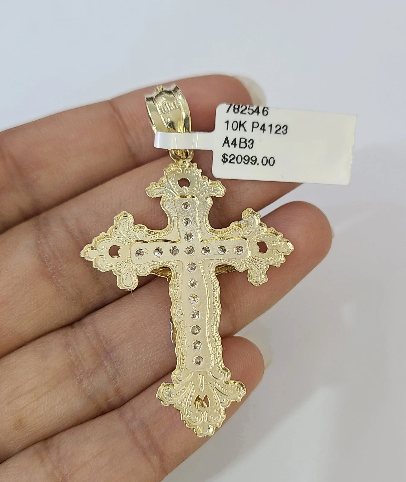 Real 10K  Jesus Cross Pendant Crucifix Yellow Gold Charm Genuine - Image 5