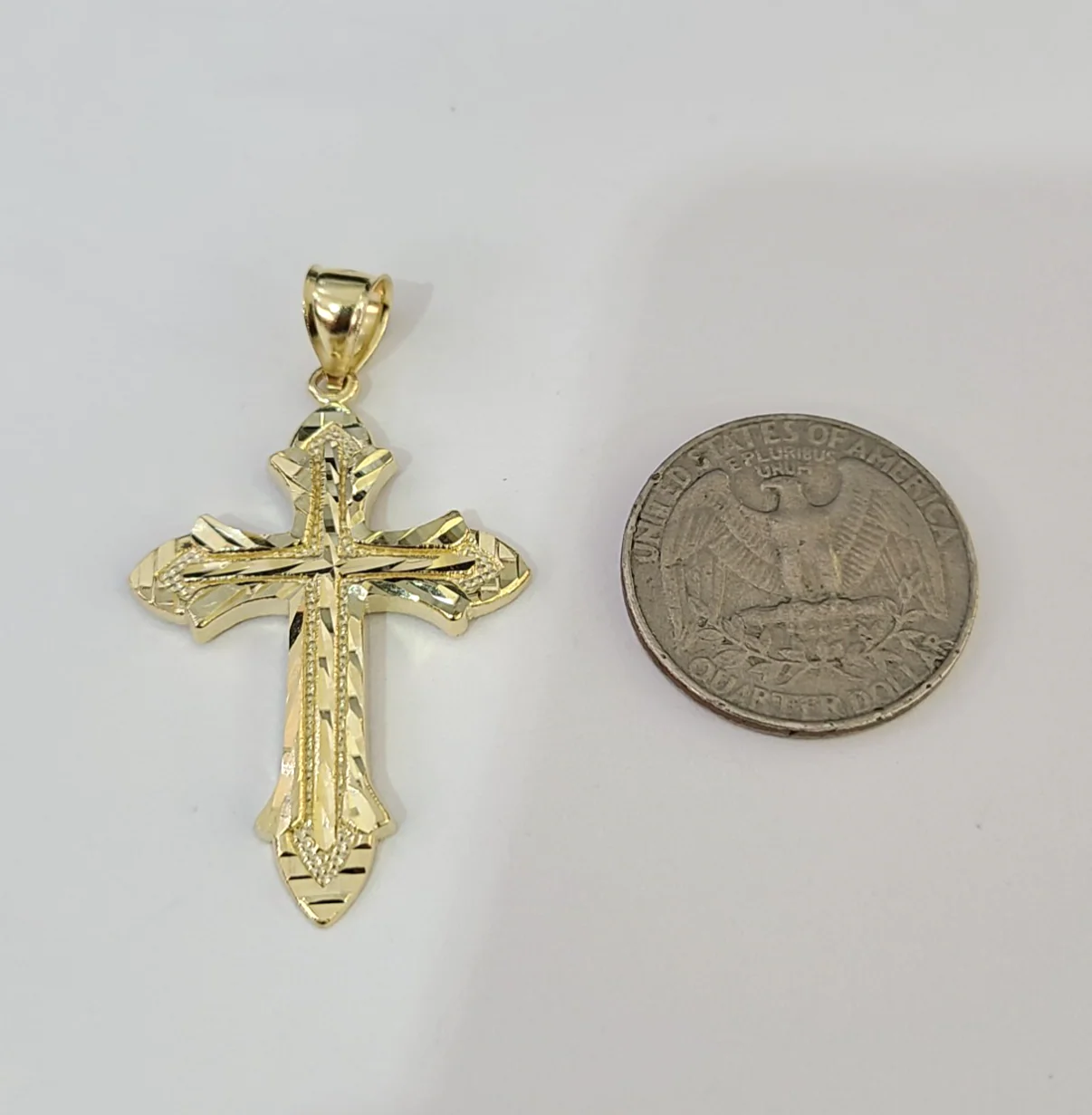 Real 10K Jesus Cross Pendant Yellow Gold Charm Genuine 10kt - Image 4