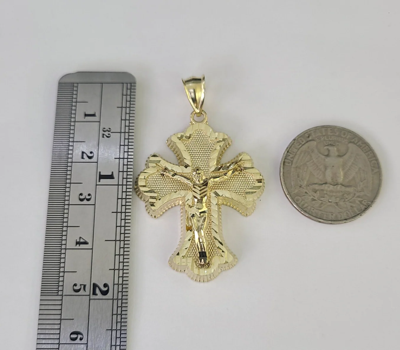 REAL 10k Jesus Crucifix Cross Charm Rope Chain Pendant 4mm Necklace Set 18"-28" - Image 4
