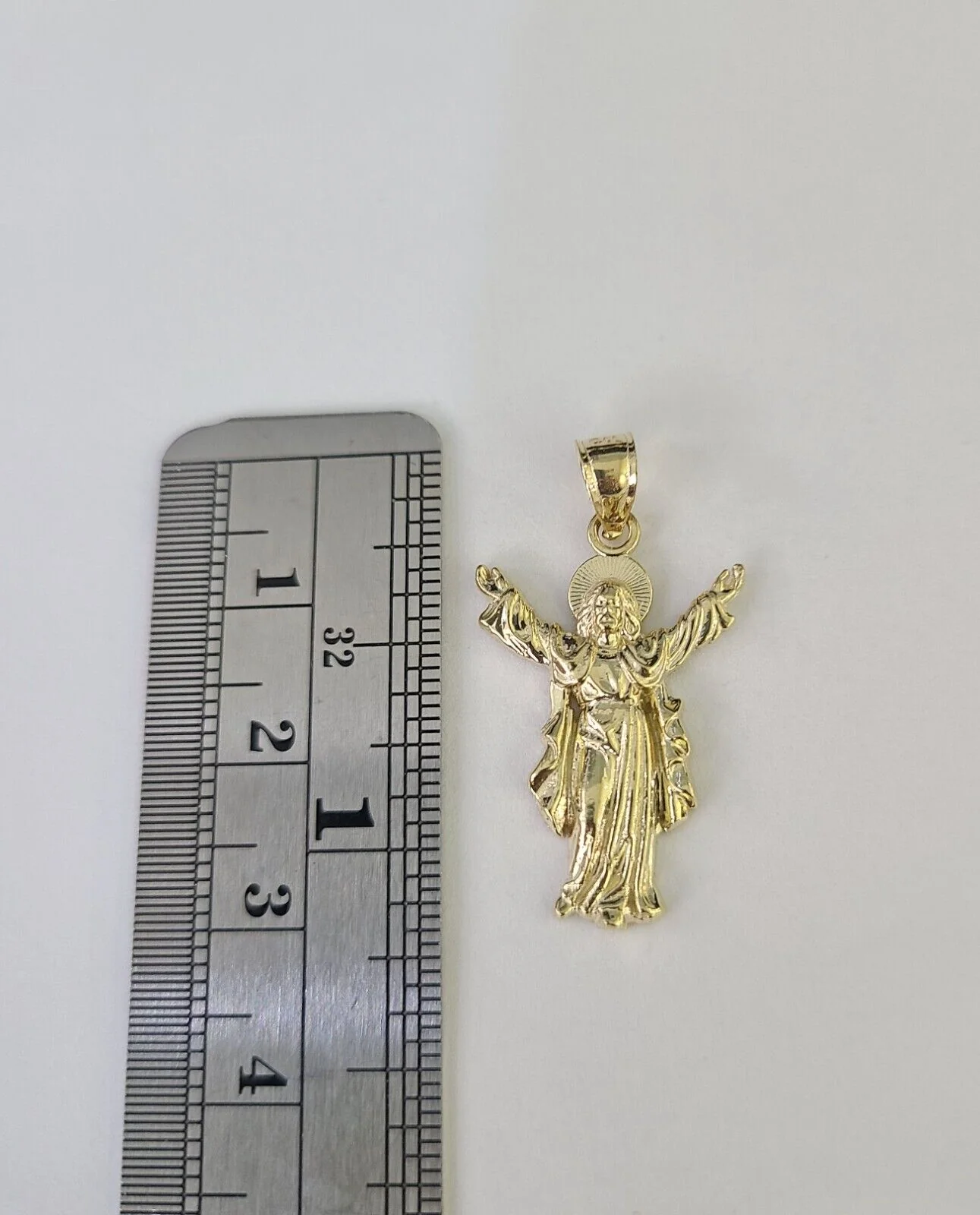 Real 10K Jesus Full Body Pendant Charm Genuine Religious Yellow Gold 1.25" - Image 4