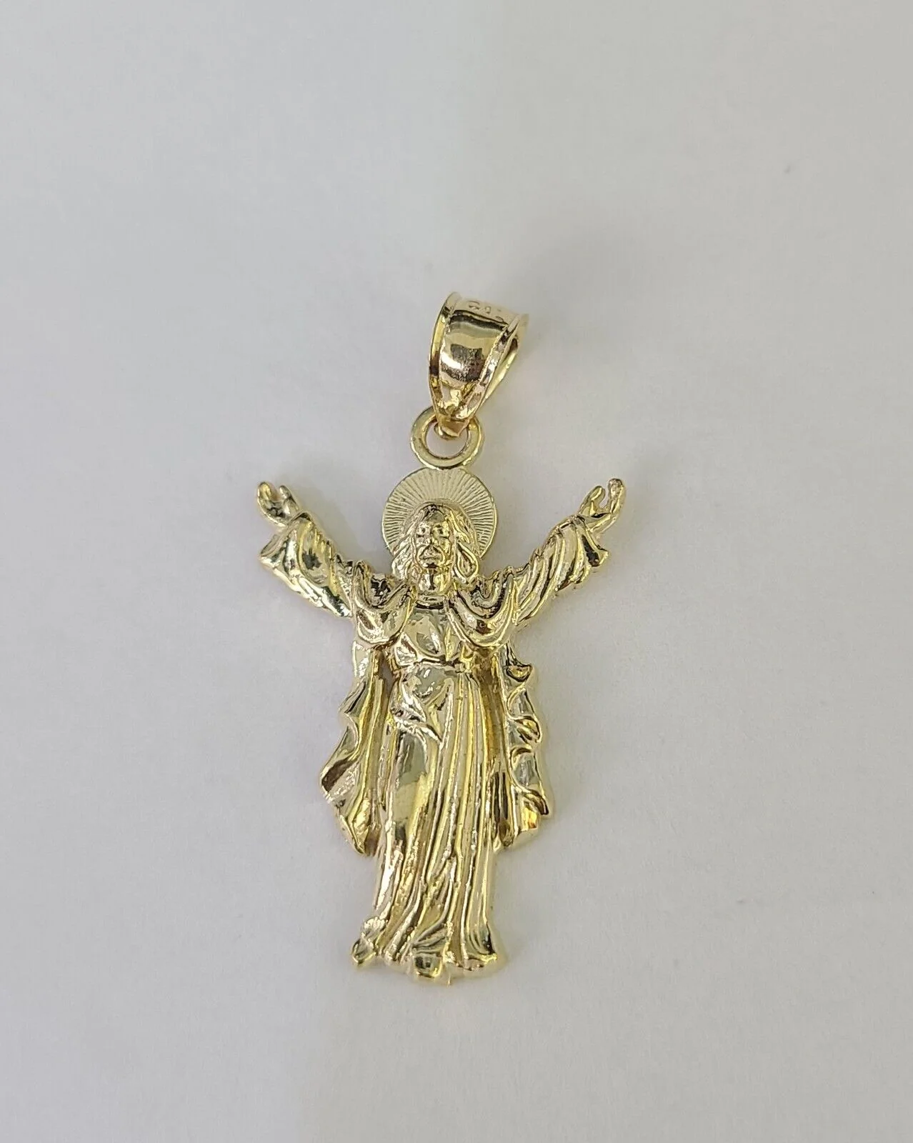 Real 10K Jesus Full Body Pendant Charm Genuine Religious Yellow Gold 1.25" - Image 5