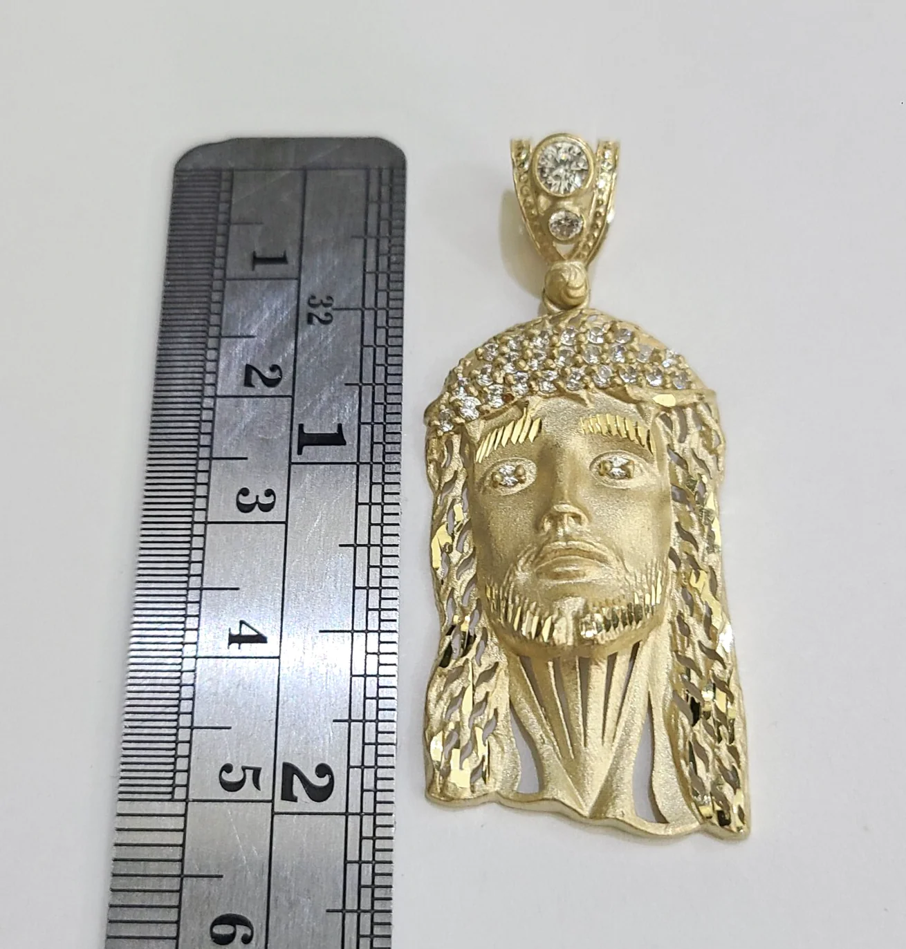 REAL 10k Jesus Head Charm Rope Chain Pendant 4mm Necklace Set 18"-28" in - Image 3