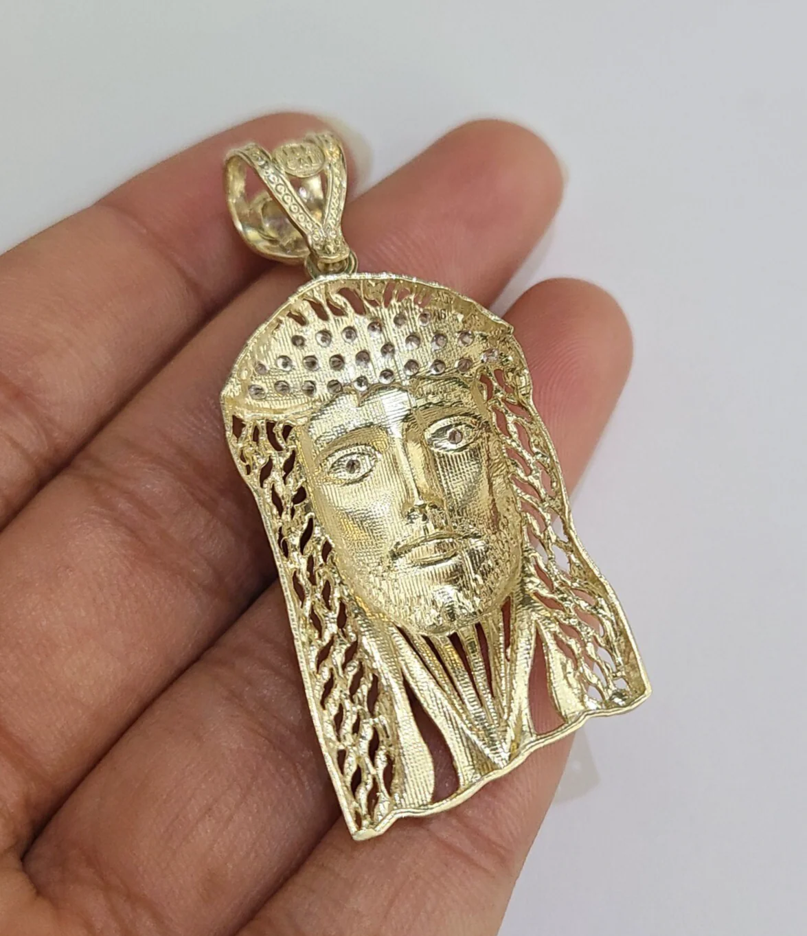 REAL 10k Jesus Head Charm Rope Chain Pendant 4mm Necklace Set 18"-28" in - Image 7