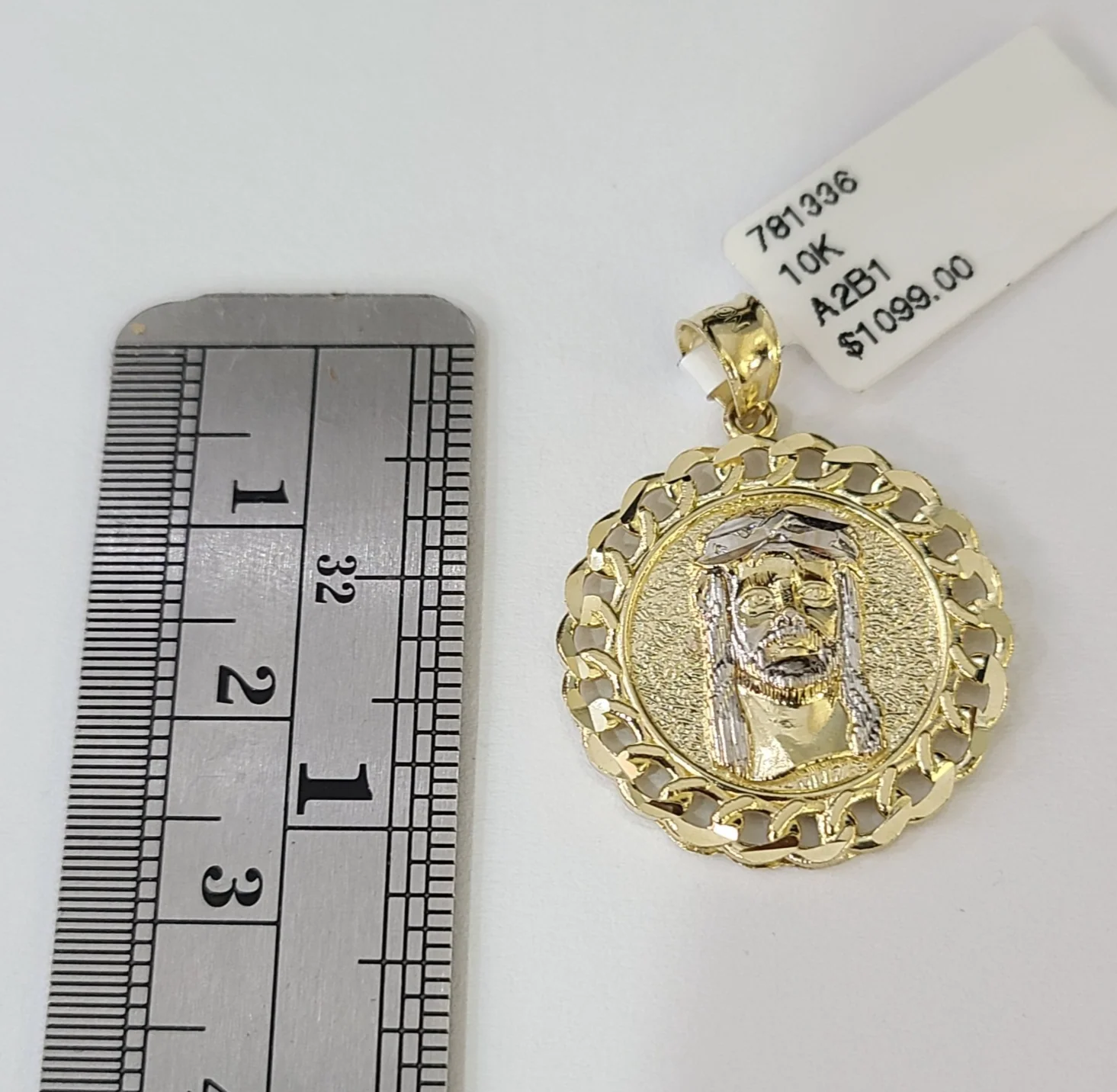 Real 10K  Jesus Head Pendant Cuban Yellow Gold Charm Genuine - Image 2