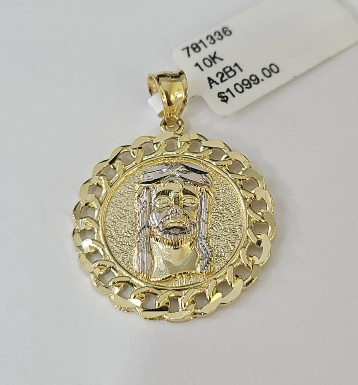 Real 10K  Jesus Head Pendant Cuban Yellow Gold Charm Genuine - Image 4