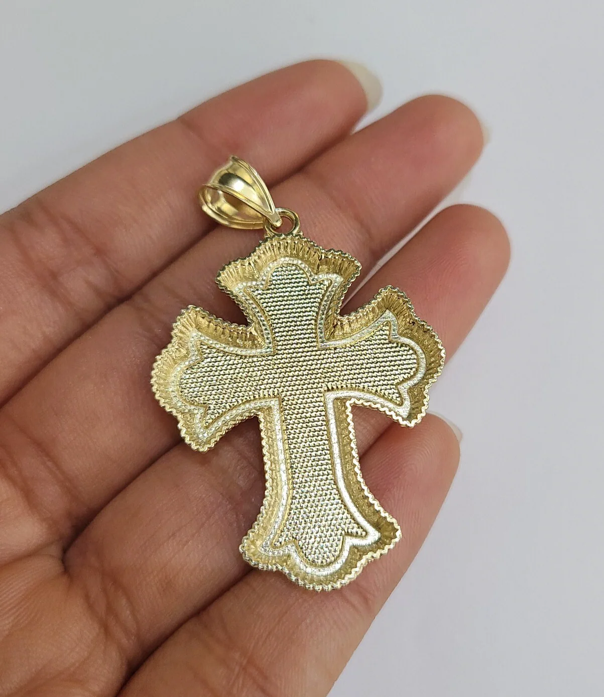 REAL 10k Jesus Roman Cross Charm Rope Chain Pendant 4mm Necklace Set 18"-28" in - Image 7
