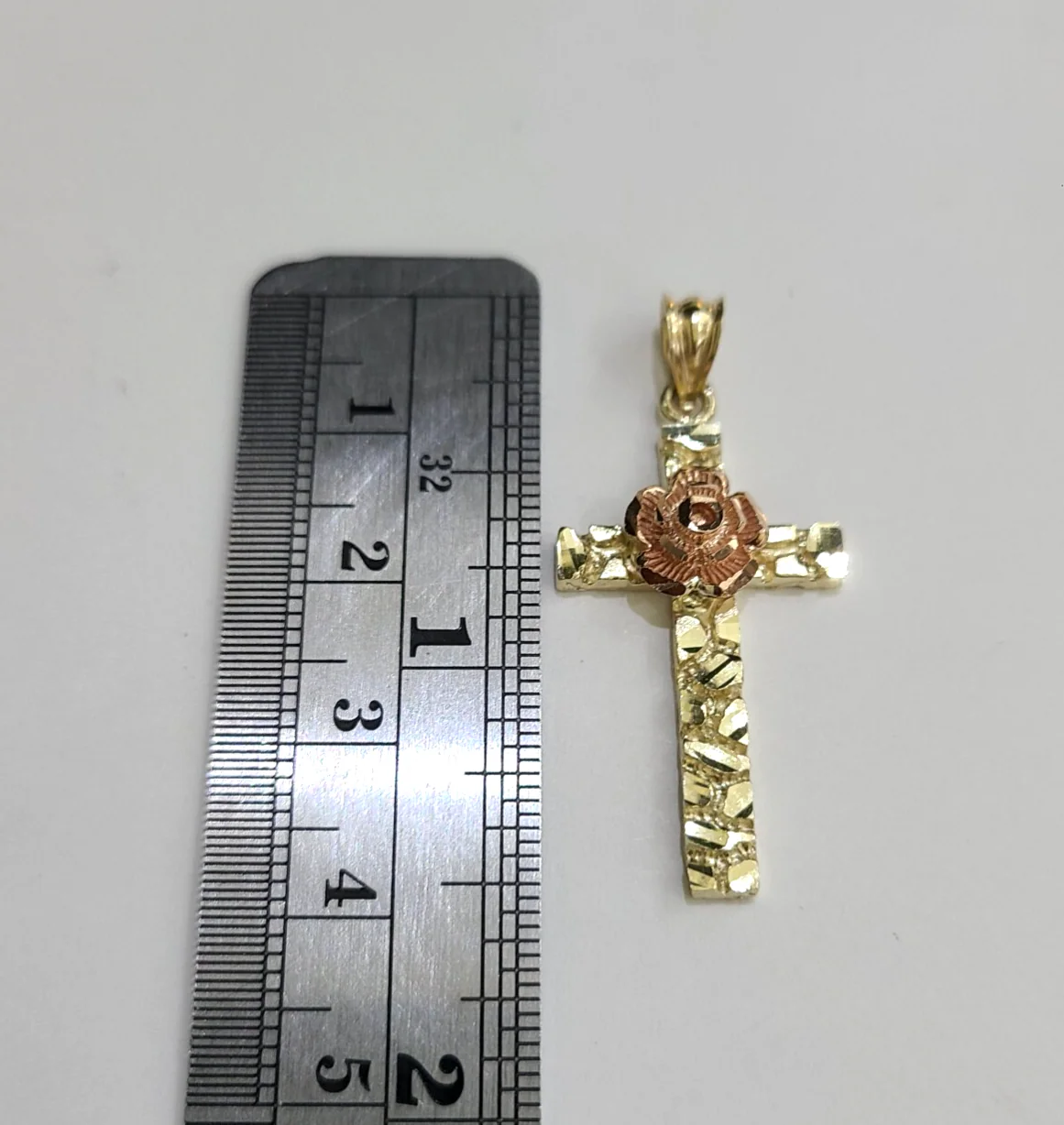 REAL 10k Jesus Rose Cross Charm Rope Chain Pendant 3mm Necklace Set 18"-28" in - Image 6