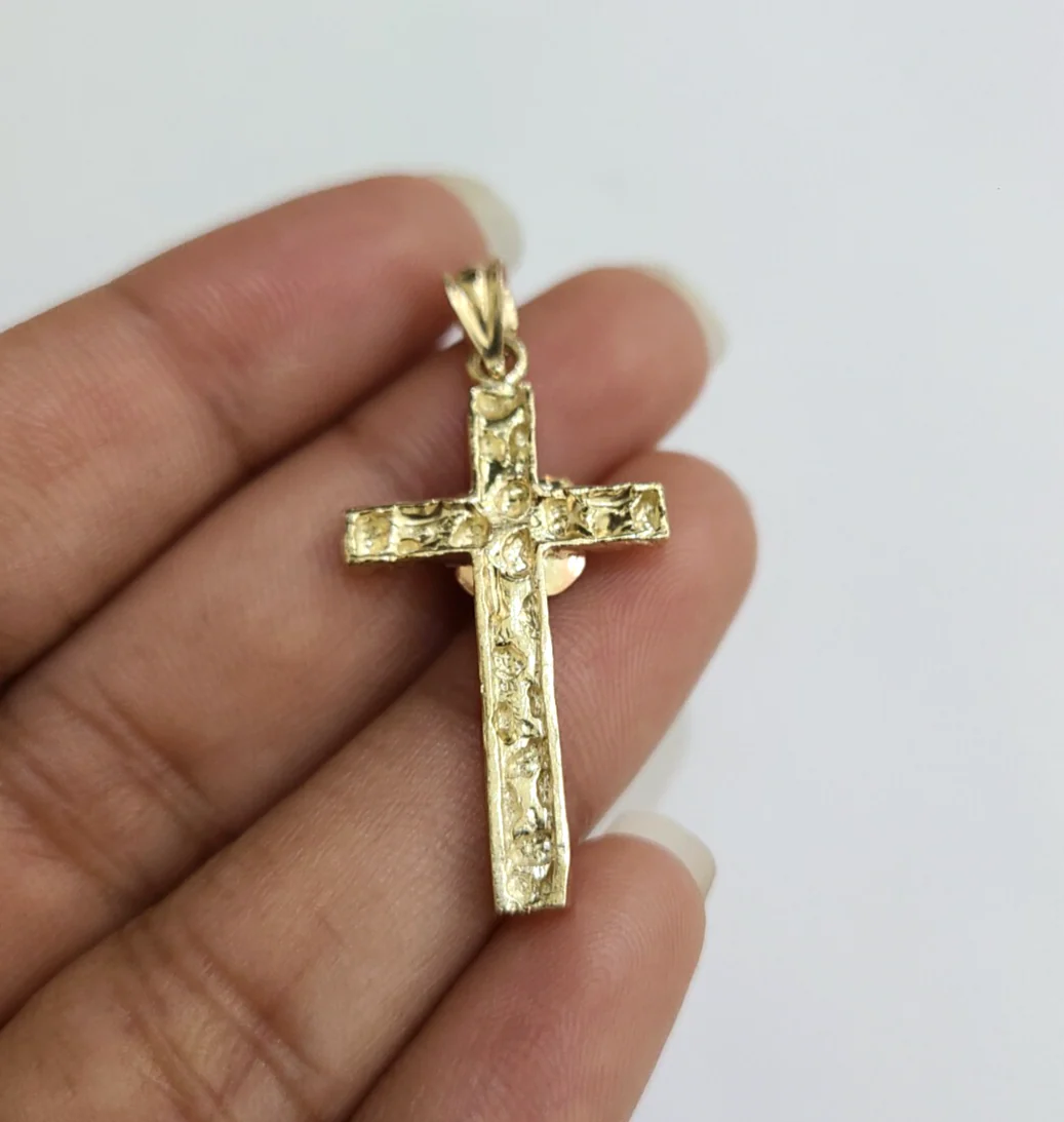 REAL 10k Jesus Rose Cross Charm Rope Chain Pendant 3mm Necklace Set 18"-28" in - Image 7