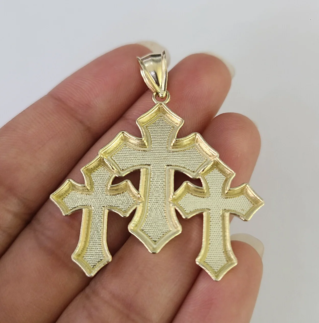 REAL 10k Jesus Triple Cross Charm Rope Chain Pendant 4mm Necklace Set 18"-28" - Image 7
