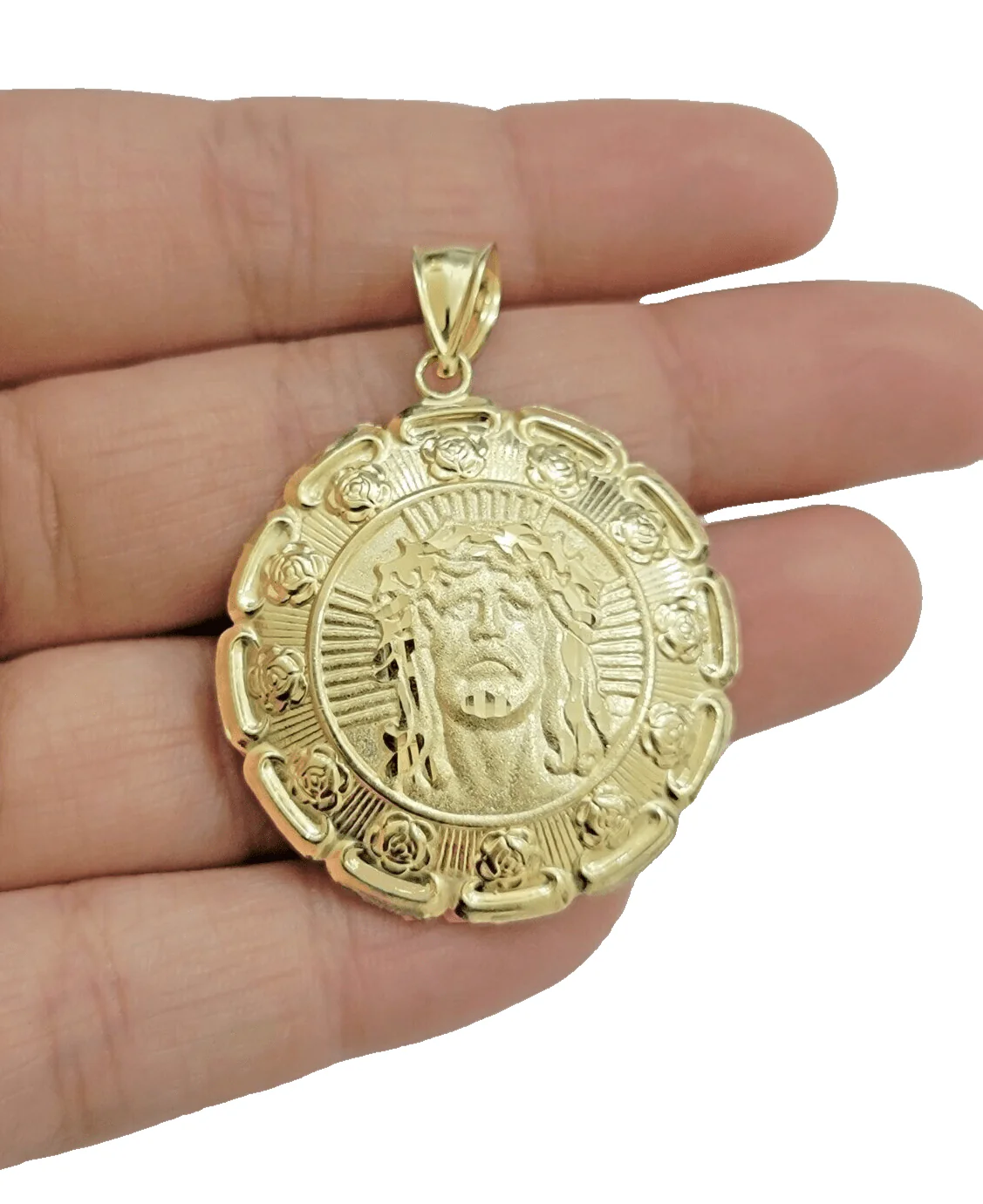 Real 10k Jesus Virgin Mary Charm Pendant Yellow Gold 1.8 Inch Chain Necklace New - Image 3