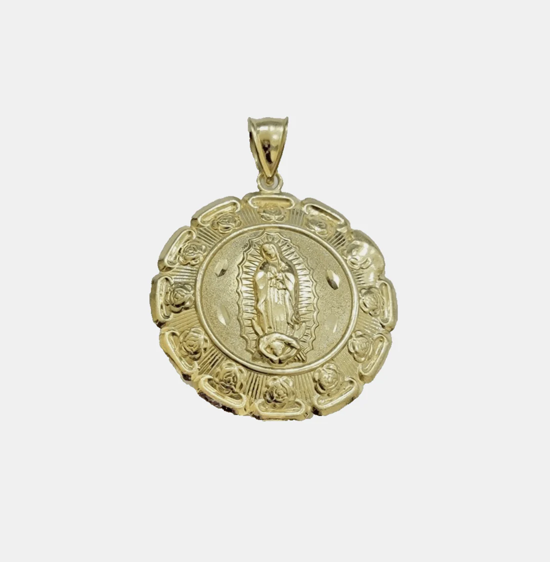 Real 10k Jesus Virgin Mary Charm Pendant Yellow Gold 1.8 Inch Chain Necklace New - Image 5