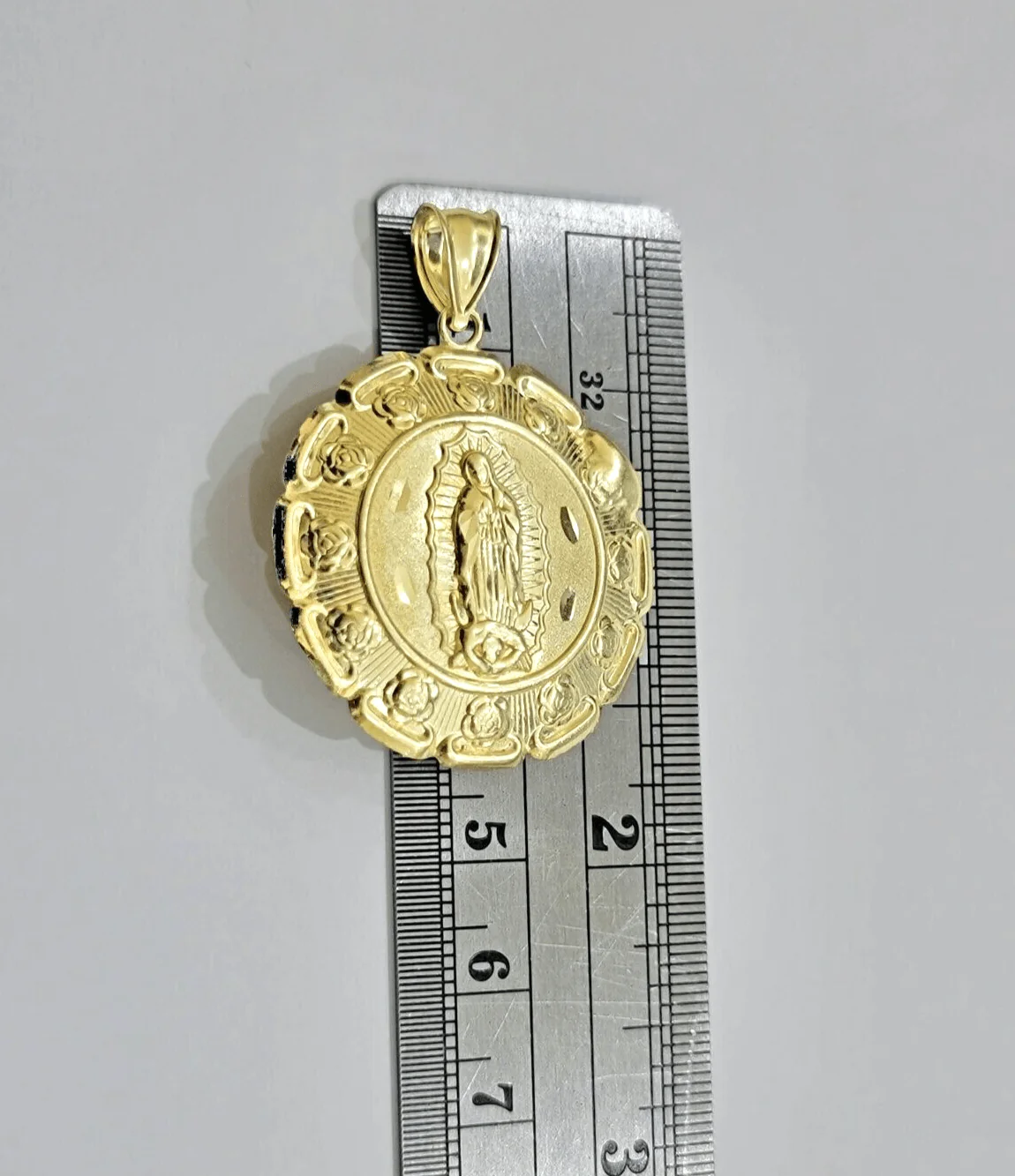 Real 10k Jesus Virgin Mary Charm Pendant Yellow Gold 1.8 Inch Chain Necklace New - Image 6