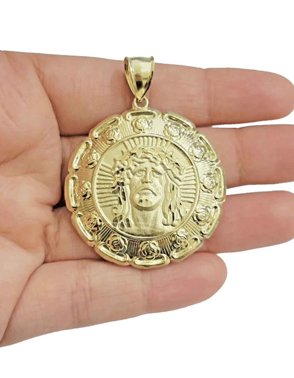 Real 10k Jesus Virgin Mary Charm Pendant Yellow Gold For 10kt Chain Necklace New - Image 3