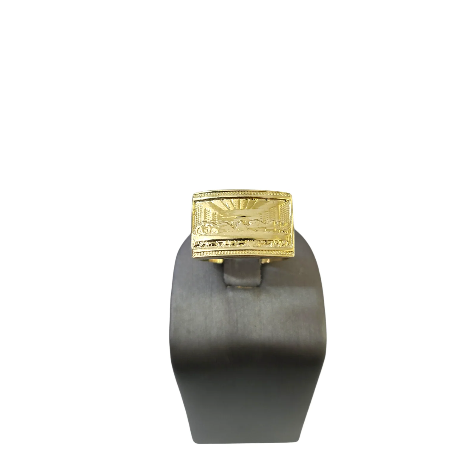 Real 10k Last Supper Cross Ring Yellow Gold Men 10Kt Genuine - Image 2