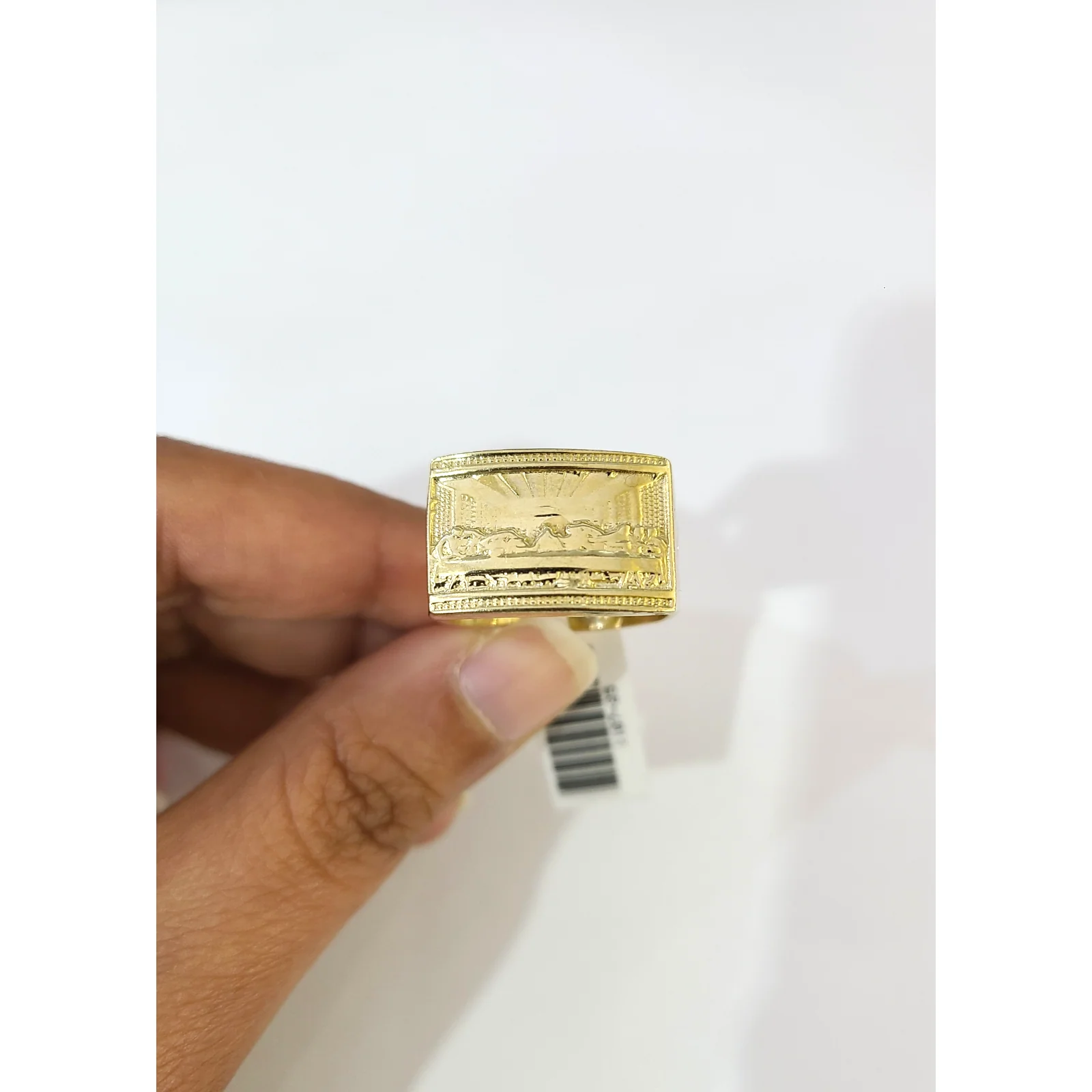 Real 10k Last Supper Cross Ring Yellow Gold Men 10Kt Genuine - Image 3