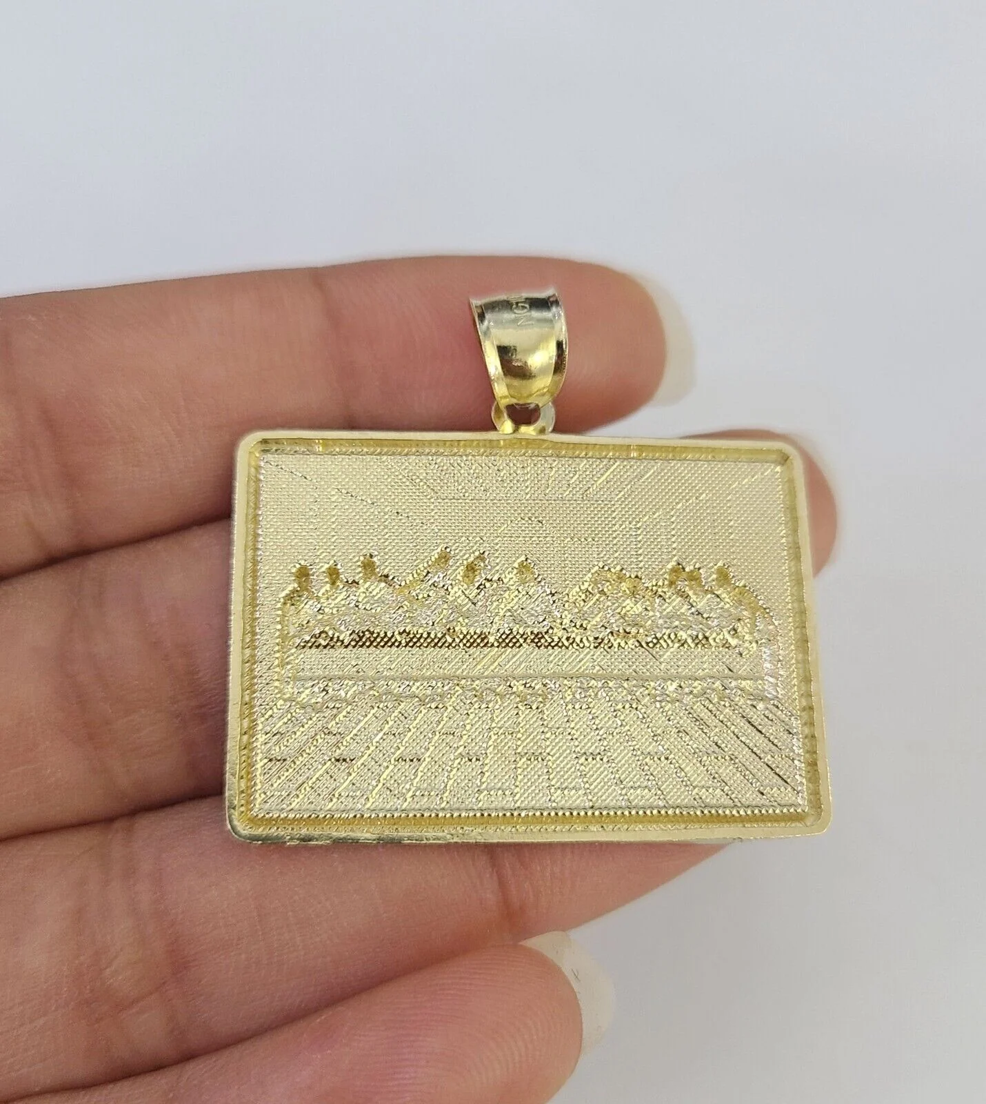 Real 10k Last Supper Pendant Charm Yellow Gold 1.25" Diamond Cut Genuine - Image 5