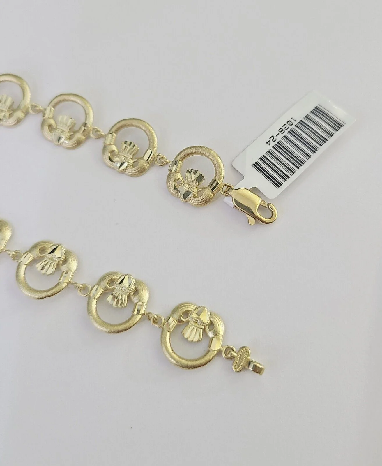 Real 10K Love Claddagh Friendship Bracelet 11mm 7 Inches 10kt Yellow Gold - Image 9