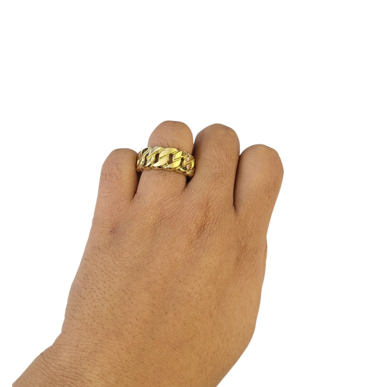 Real 10k Men Cuban Link Style Ring Yellow Gold 10Kt Genuine - Image 2