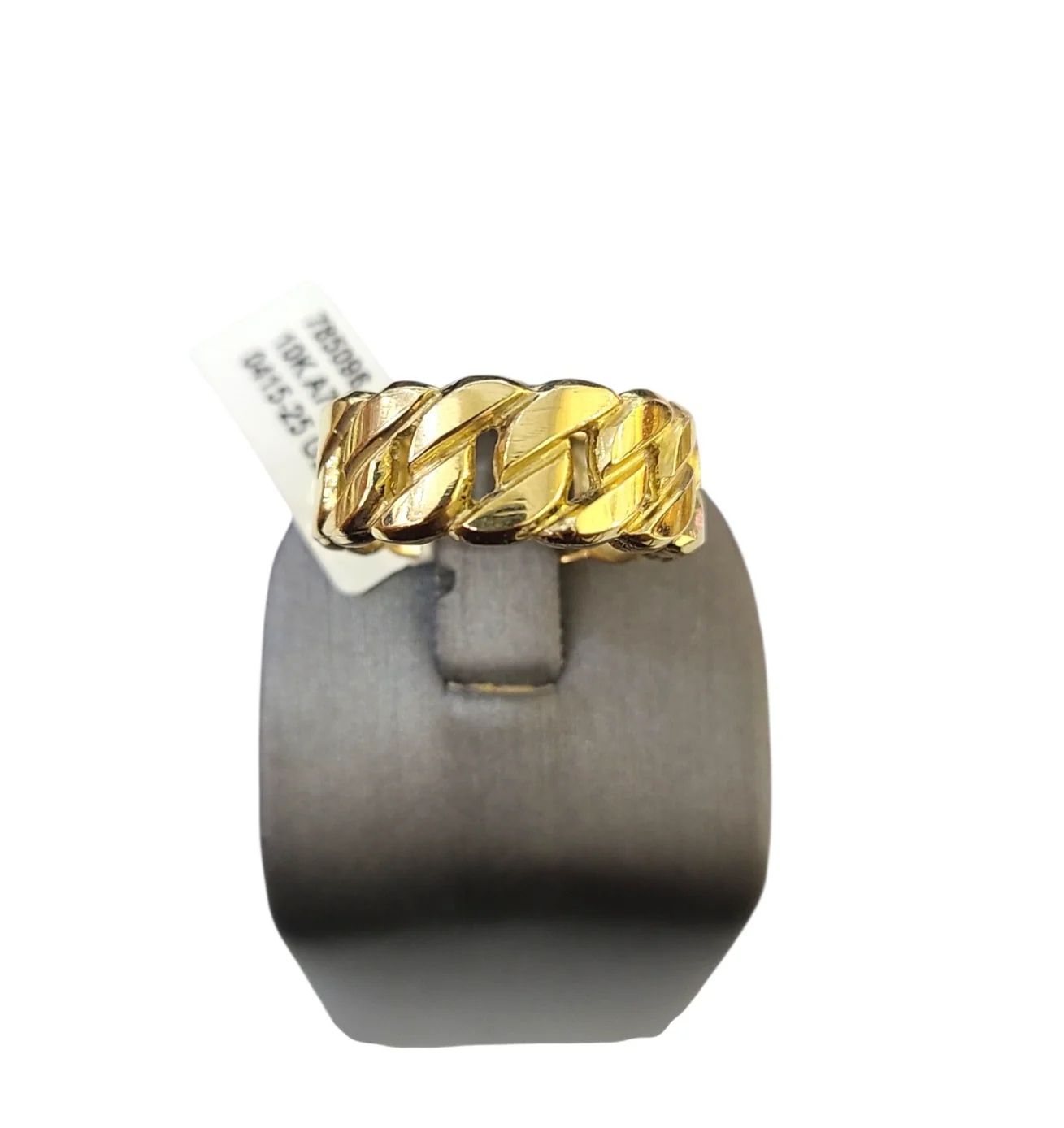 Real 10k Men Cuban Link Style Ring Yellow Gold 10Kt Genuine - Image 3
