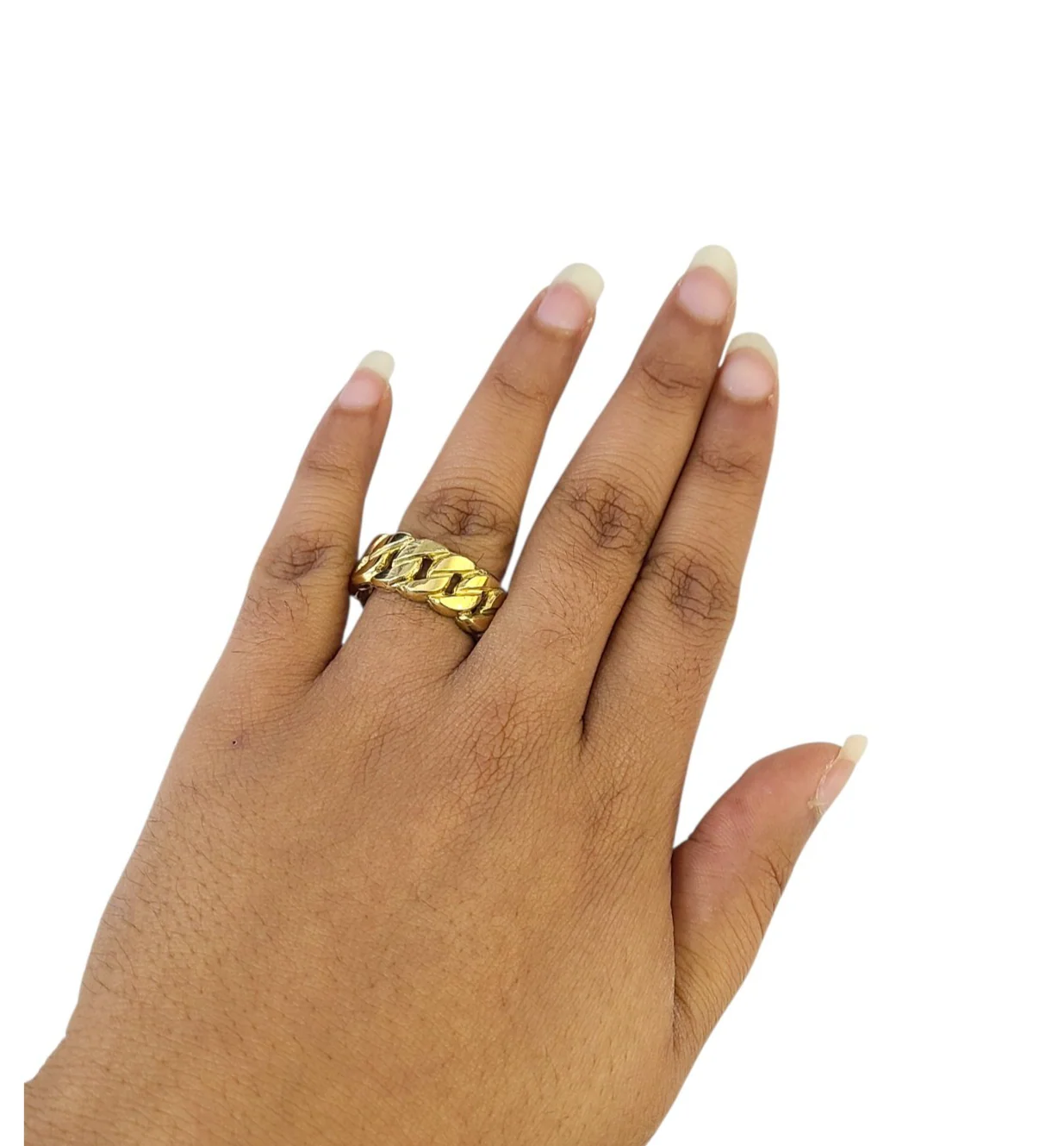 Real 10k Men Cuban Link Style Ring Yellow Gold 10Kt Genuine - Image 4