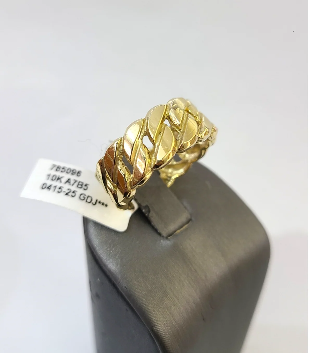 Real 10k Men Cuban Link Style Ring Yellow Gold 10Kt Genuine - Image 5