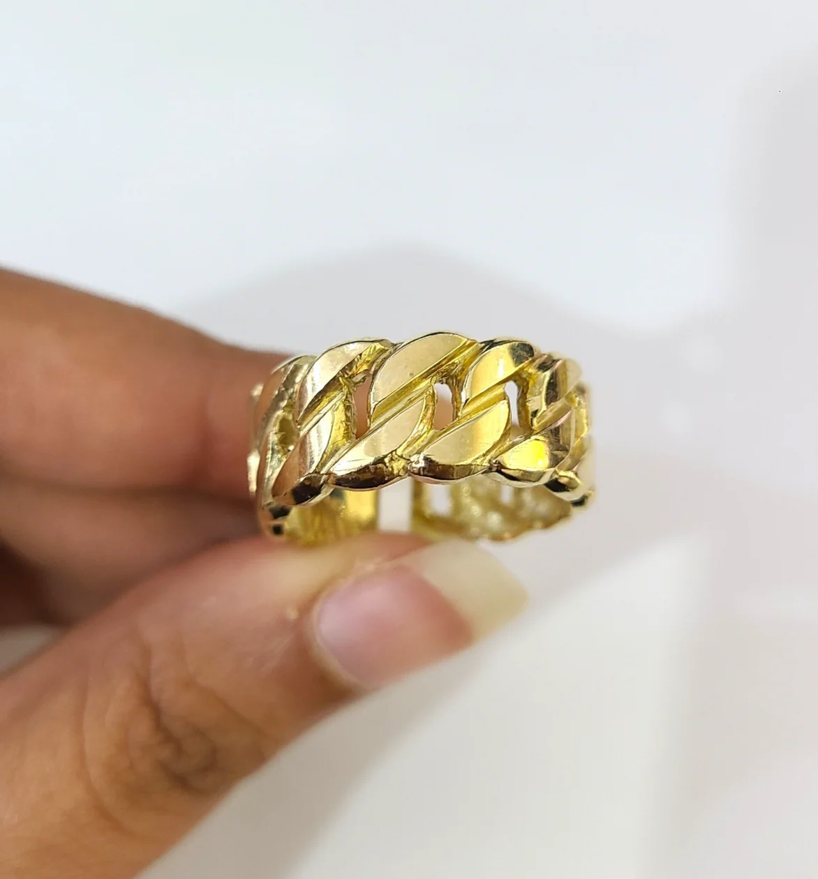 Real 10k Men Cuban Link Style Ring Yellow Gold 10Kt Genuine - Image 6