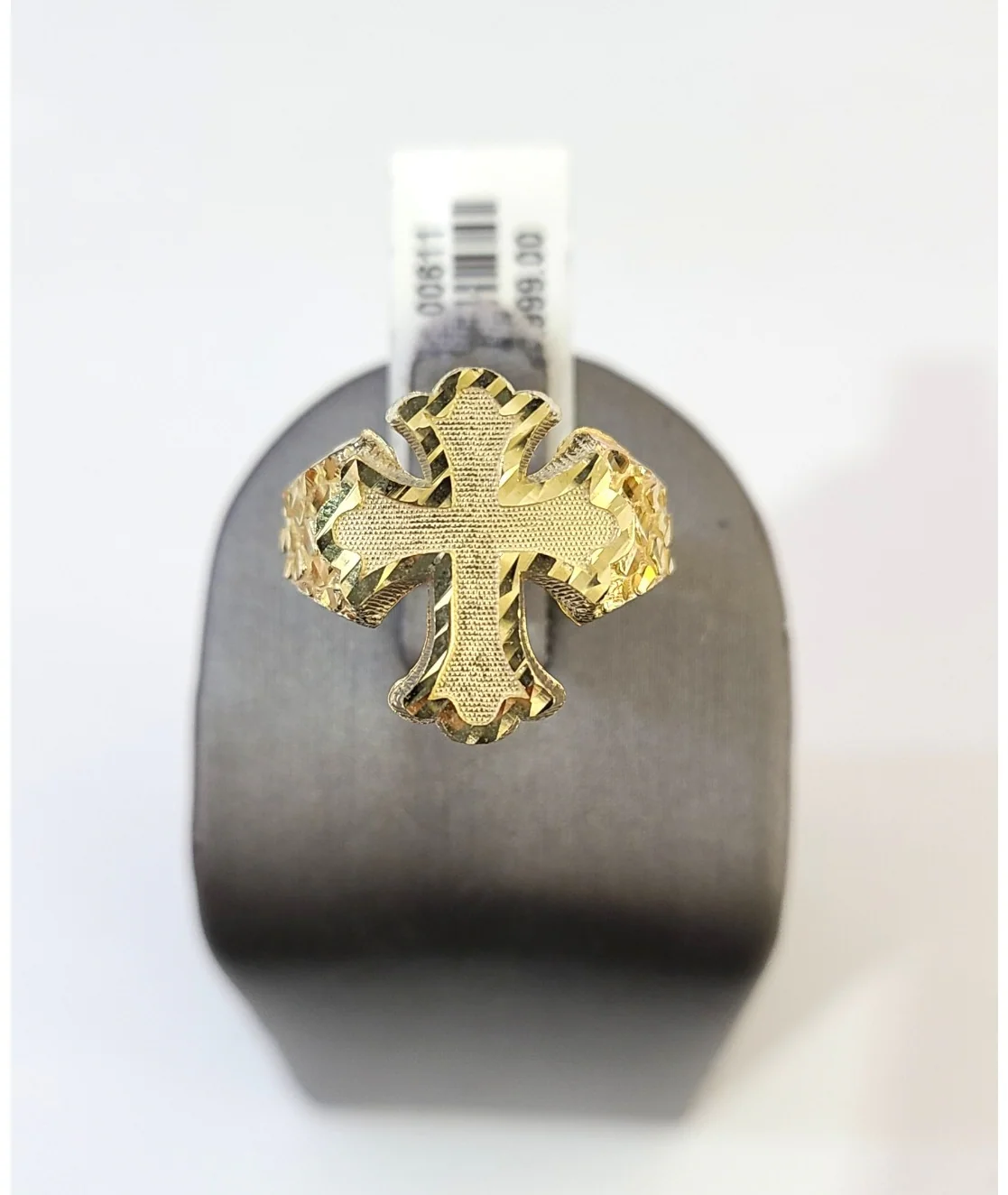 Real 10k Men Nugget Cross Ring Yellow Gold 10Kt Genuine - Image 2