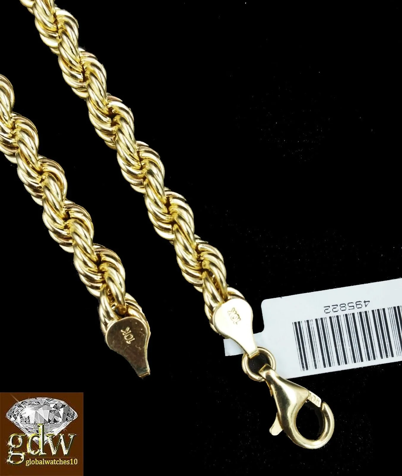 Real 10k Mens Yellow Gold Jesus Cross Charm/Pendant with 28 Inch long Rope Chain - Image 5